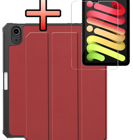 NoXx NoXx iPad Mini 7 Hoesje Met Uitsparing Apple Pencil En Met Screenprotector - Donkerrood
