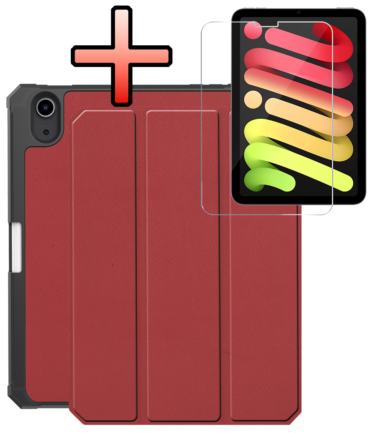 NoXx NoXx iPad Mini 7 Hoesje Met Uitsparing Apple Pencil En Met Screenprotector - Donkerrood