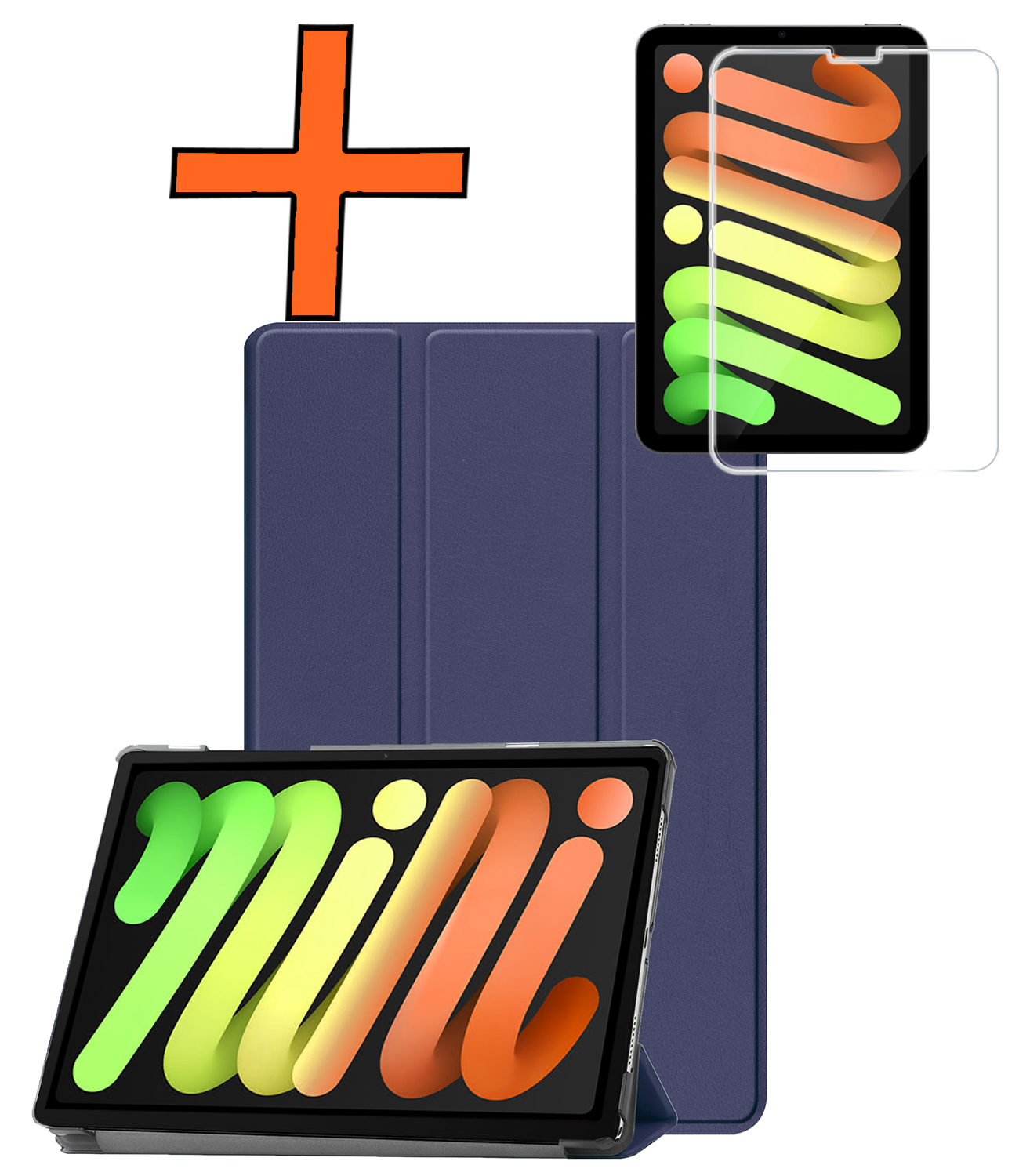 Nomfy Nomfy iPad Mini 7 Hoesje Met Screenprotector - Donkerblauw