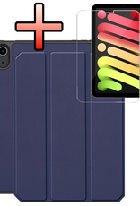 NoXx NoXx iPad Mini 7 Hoesje Met Uitsparing Apple Pencil En Met Screenprotector - Donkerblauw