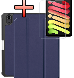 NoXx NoXx iPad Mini 7 Hoesje Met Uitsparing Apple Pencil En Met Screenprotector - Donkerblauw