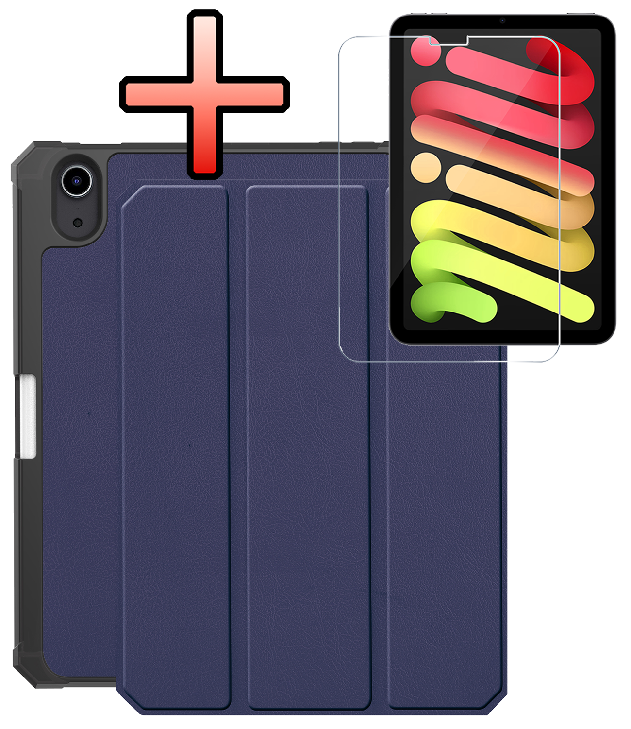 NoXx NoXx iPad Mini 7 Hoesje Met Uitsparing Apple Pencil En Met Screenprotector - Donkerblauw
