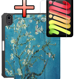 NoXx NoXx iPad Mini 7 Hoesje Met Uitsparing Apple Pencil En Met Screenprotector - Witte Bloesem