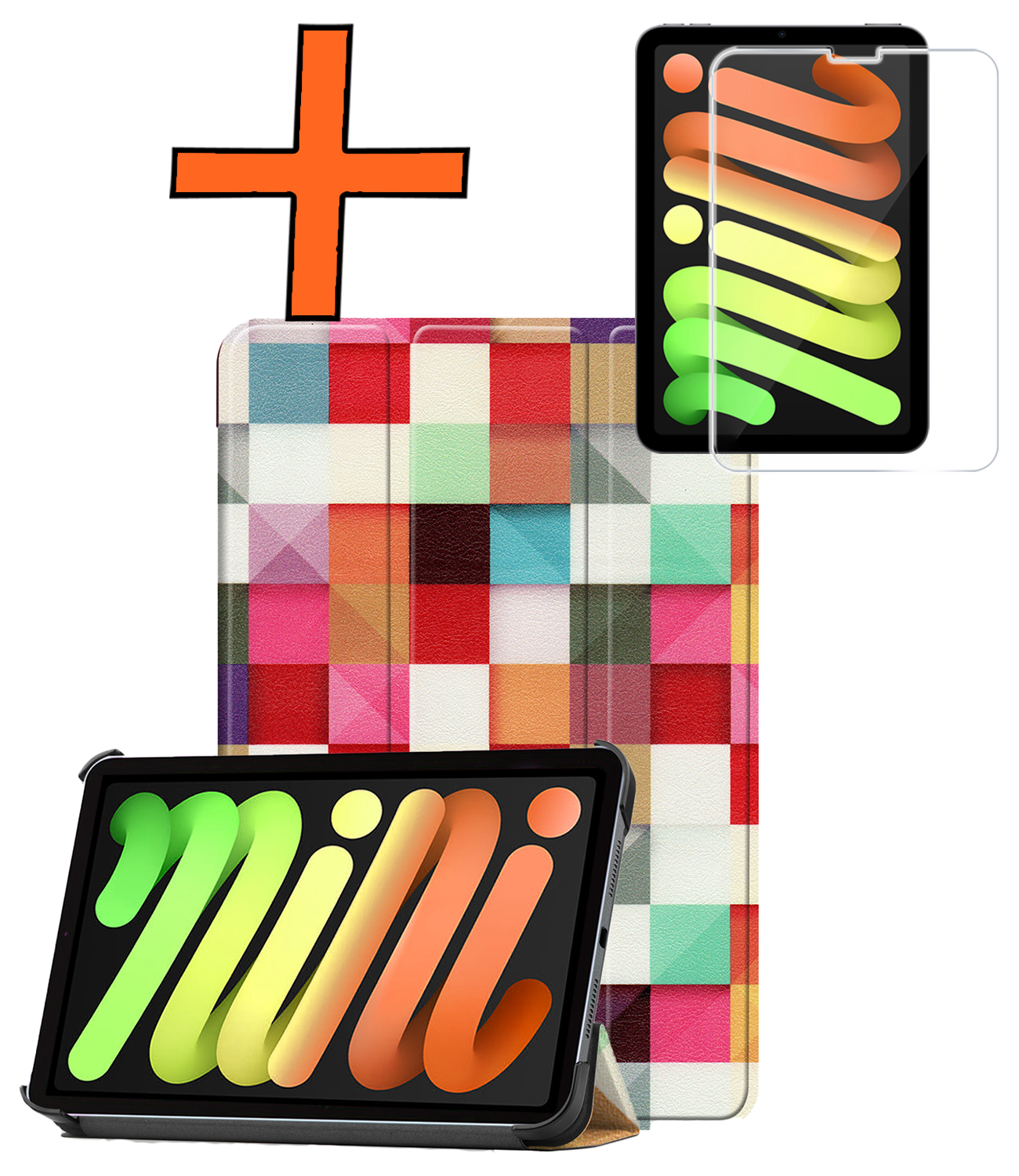 Nomfy Nomfy iPad Mini 7 Hoesje Met Screenprotector - Blokken
