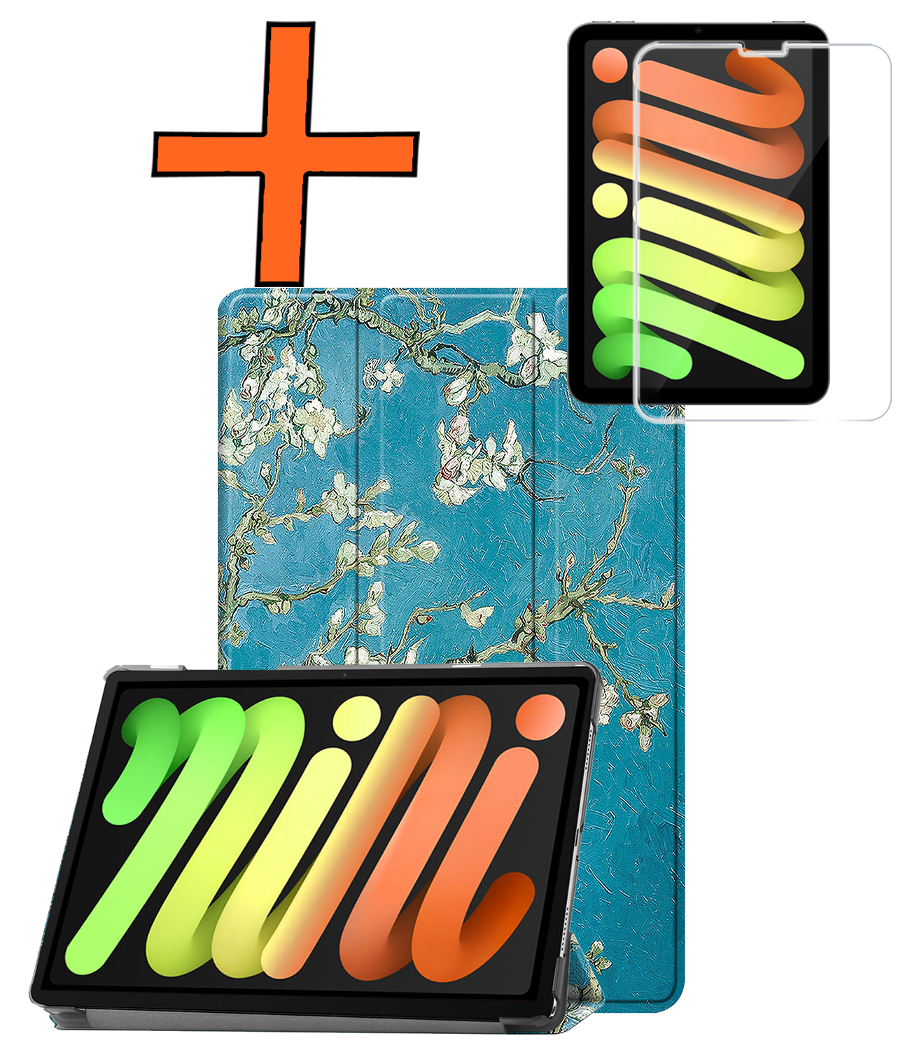 Nomfy Nomfy iPad Mini 7 Hoesje Met Screenprotector - Bloemen