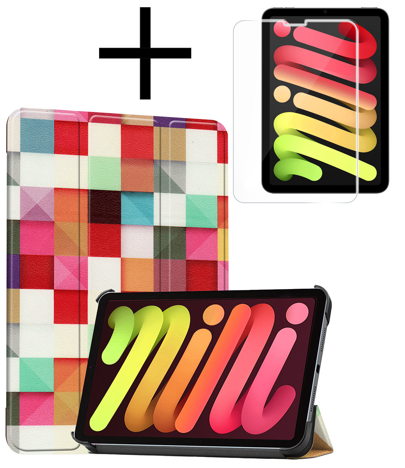 NoXx NoXx iPad Mini 7 Hoesje Met Screenprotector - Blokken