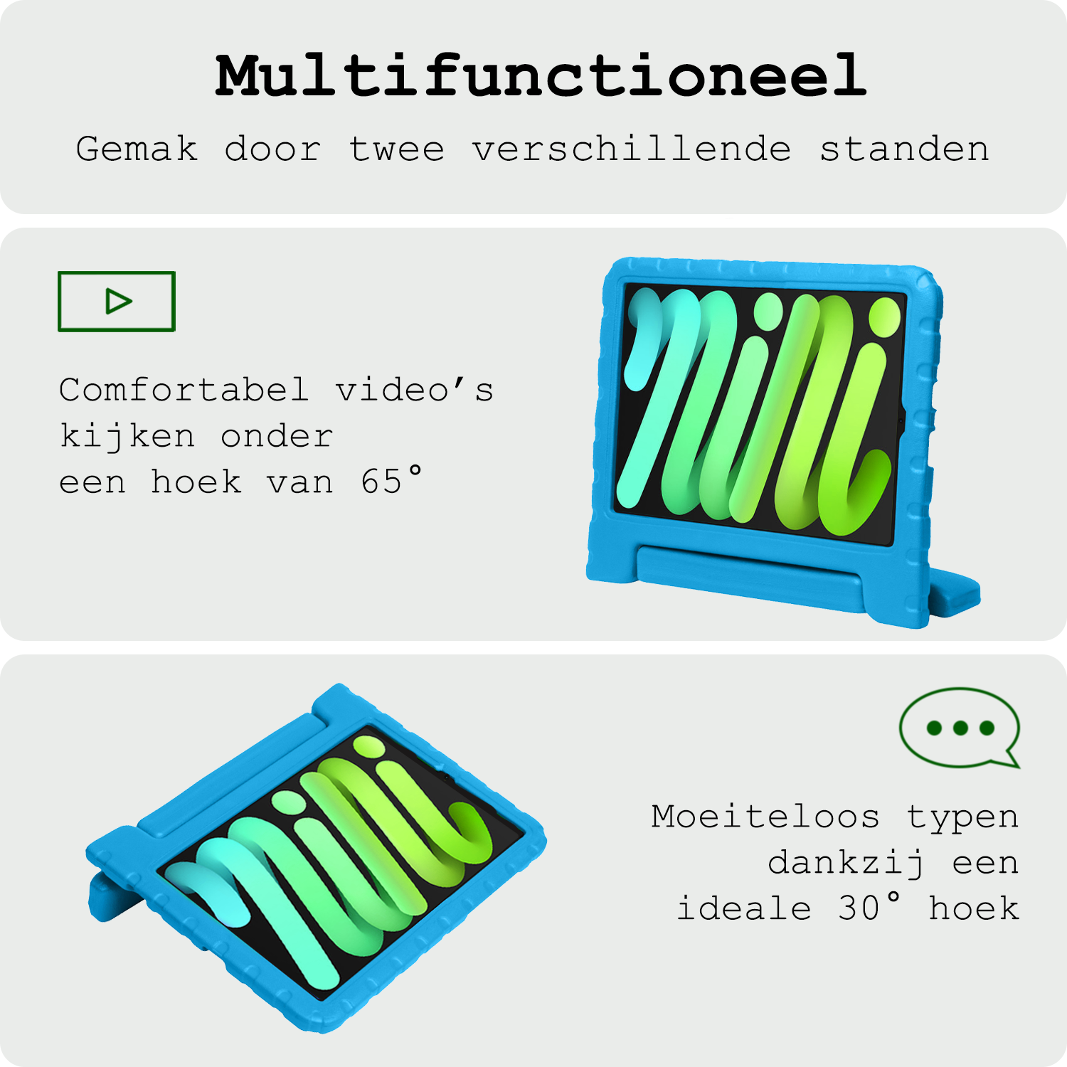 BASEY. BASEY. iPad Mini 7 Kinderhoes Met Screenprotector - Blauw