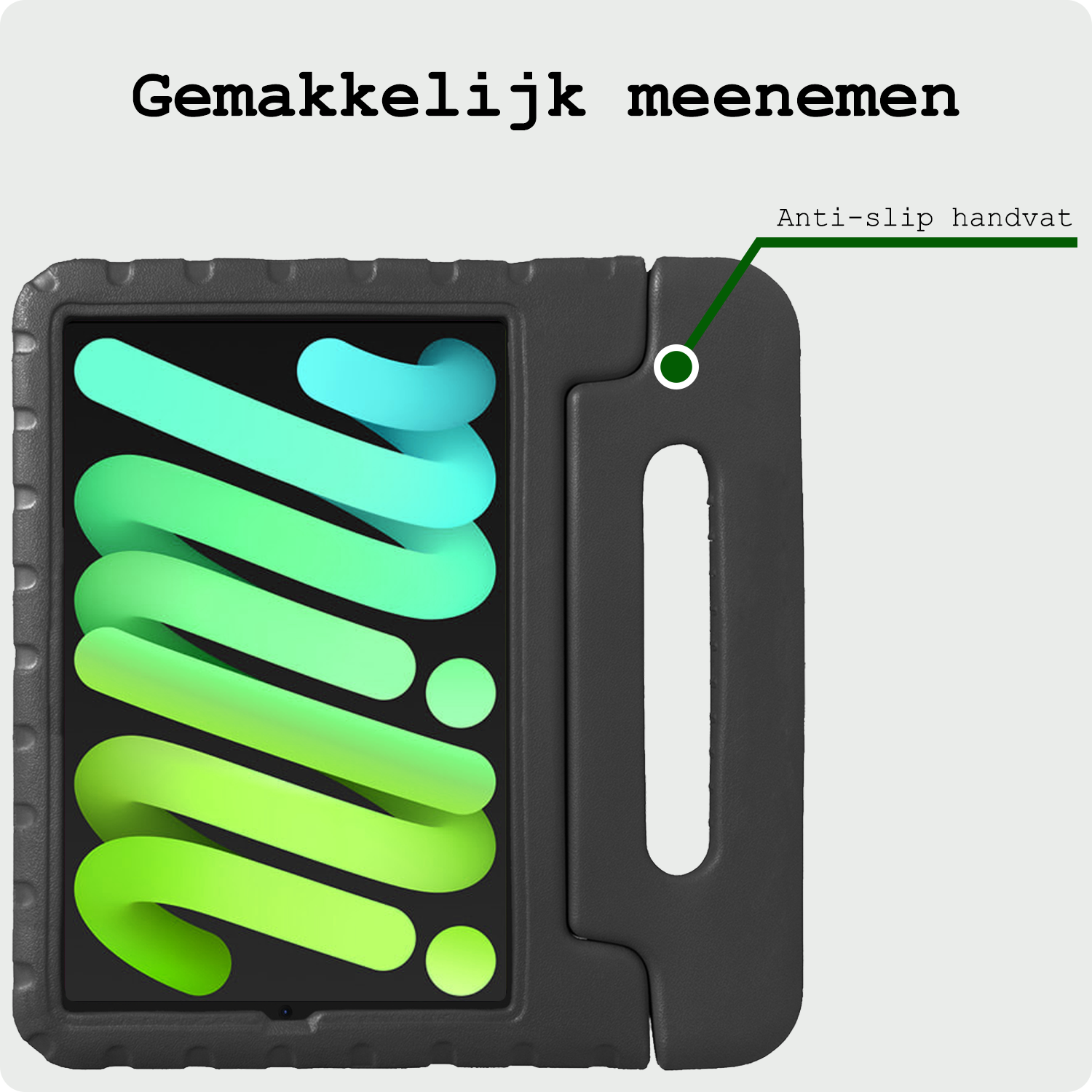 BASEY. BASEY. iPad Mini 7 Kinderhoes Met Screenprotector - Zwart