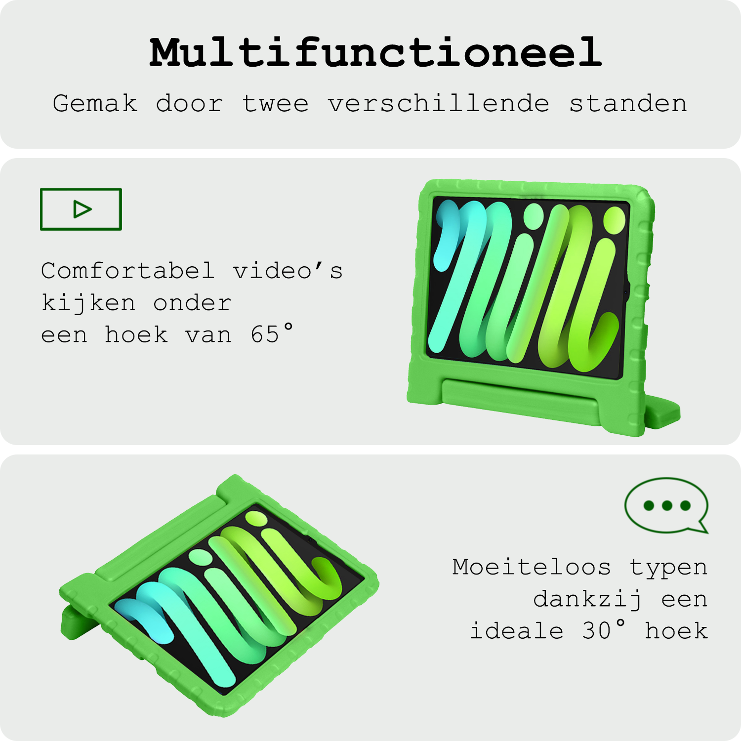 BASEY. BASEY. iPad Mini 7 Kinderhoes Met 2x Screenprotector - Groen
