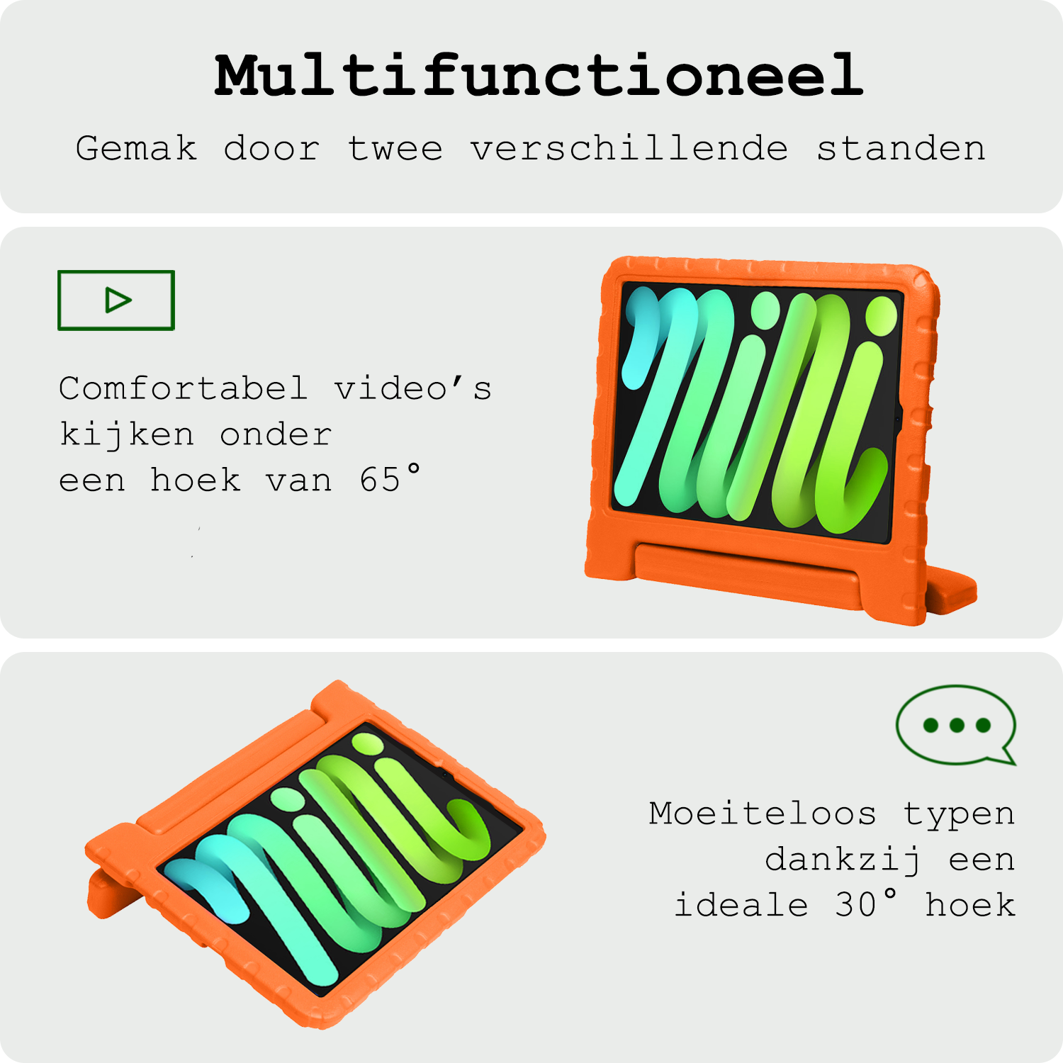 BASEY. BASEY. iPad Mini 7 Kinderhoes Met 2x Screenprotector - Oranje