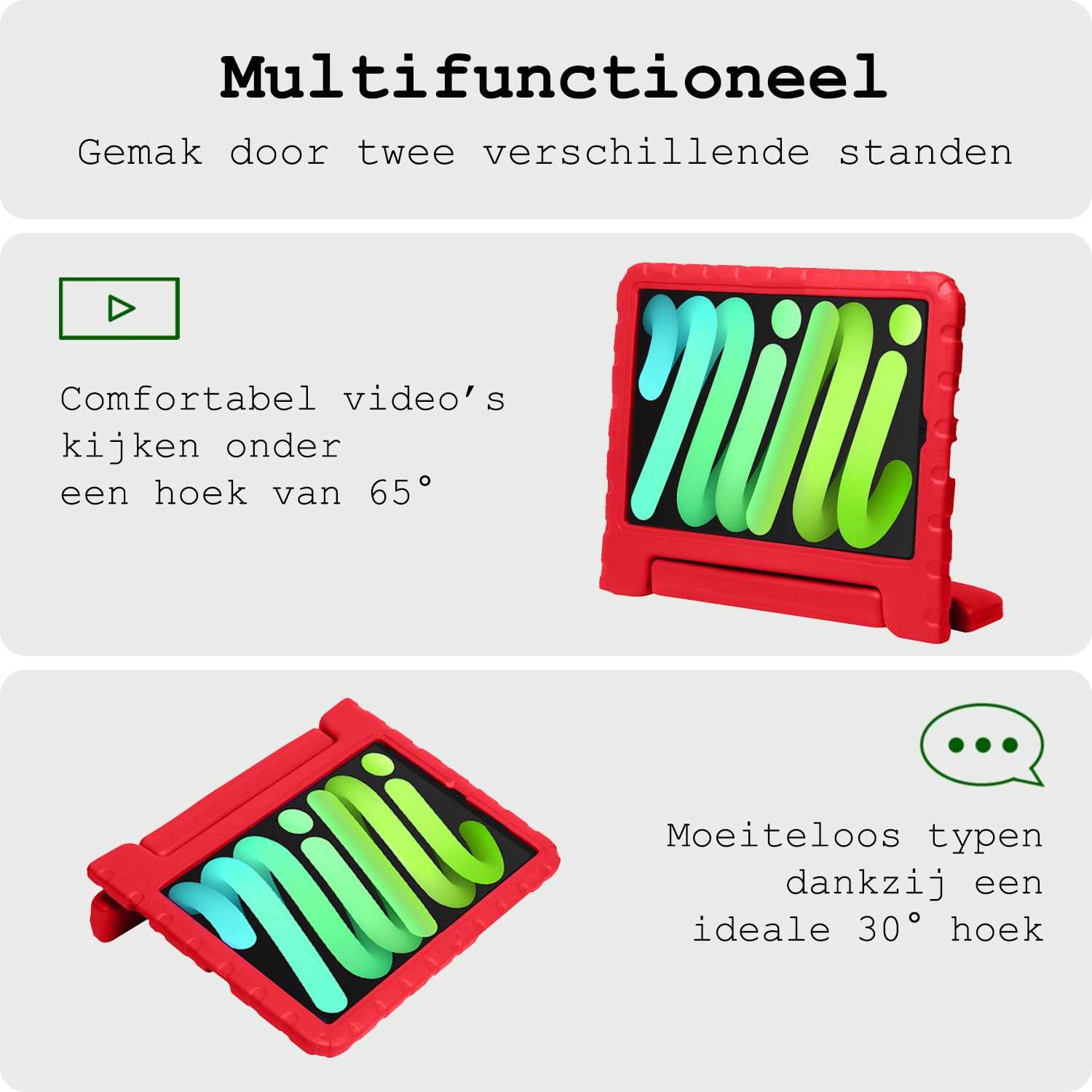 BASEY. BASEY. iPad Mini 7 Kinderhoes Met 2x Screenprotector - Rood