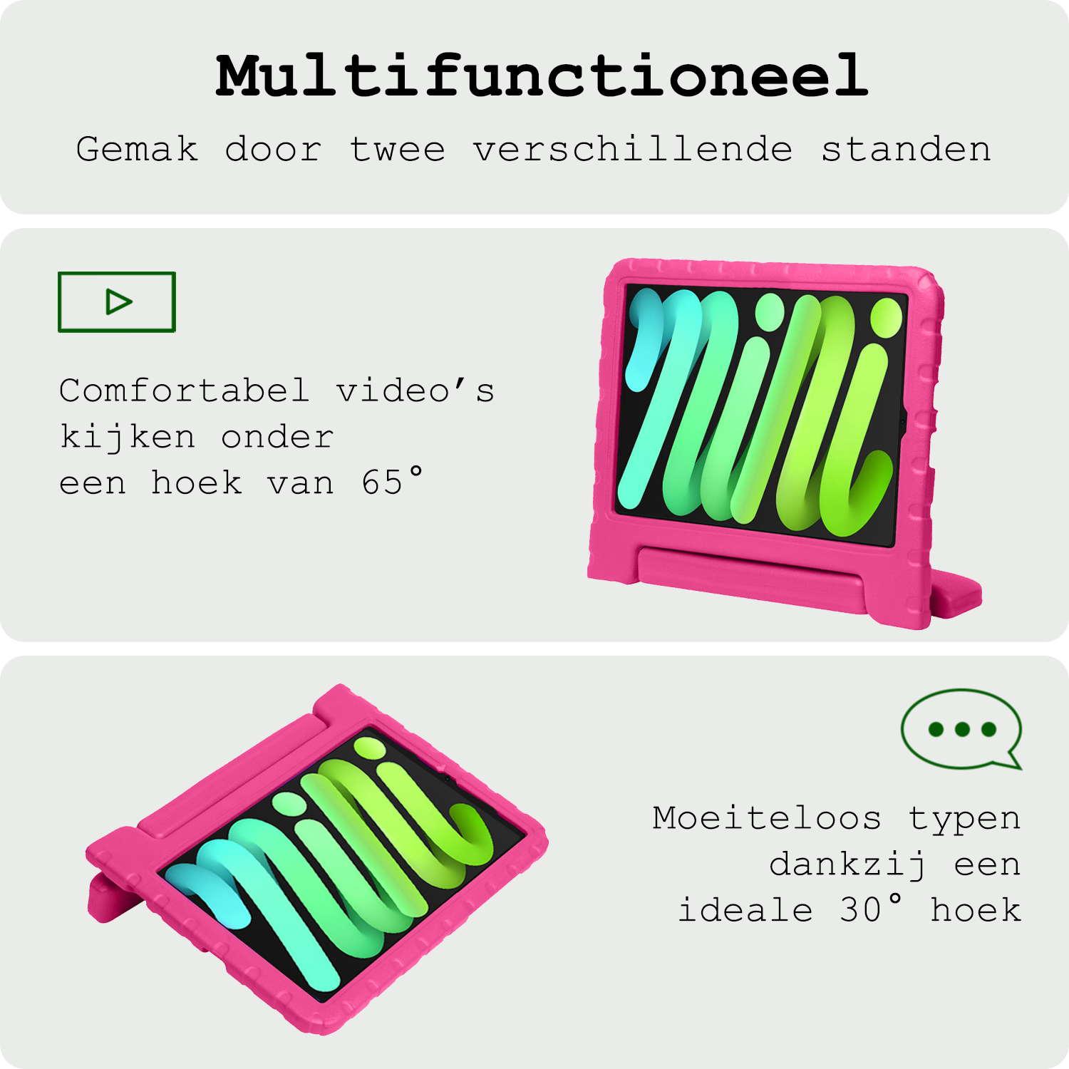 BASEY. BASEY. iPad Mini 7 Kinderhoes Met 2x Screenprotector - Roze