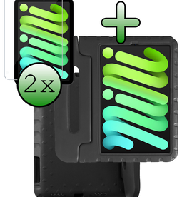 BASEY. BASEY. iPad Mini 7 Kinderhoes Met 2x Screenprotector - Zwart