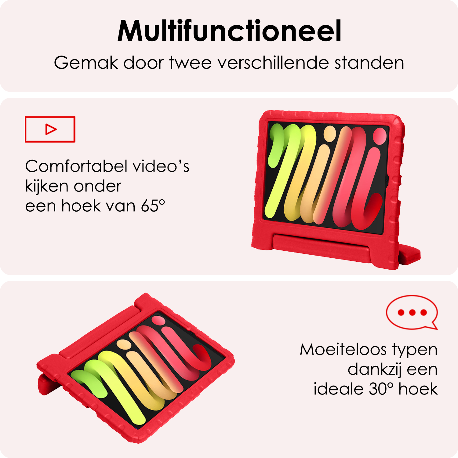 NoXx NoXx iPad Mini 7 Kinderhoes Met Screenprotector - Rood