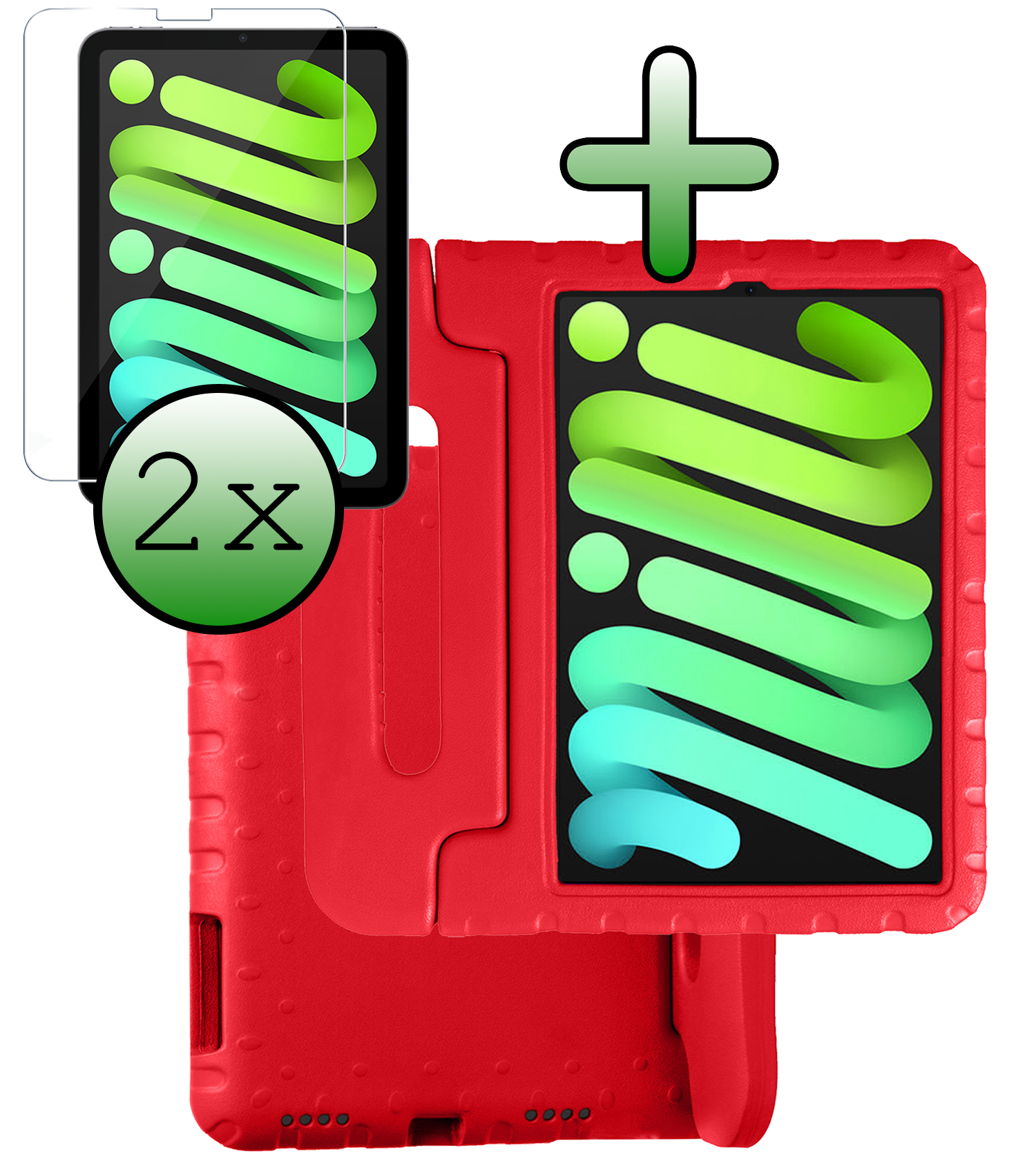 BASEY. BASEY. iPad Mini 7 Kinderhoes Met 2x Screenprotector - Rood