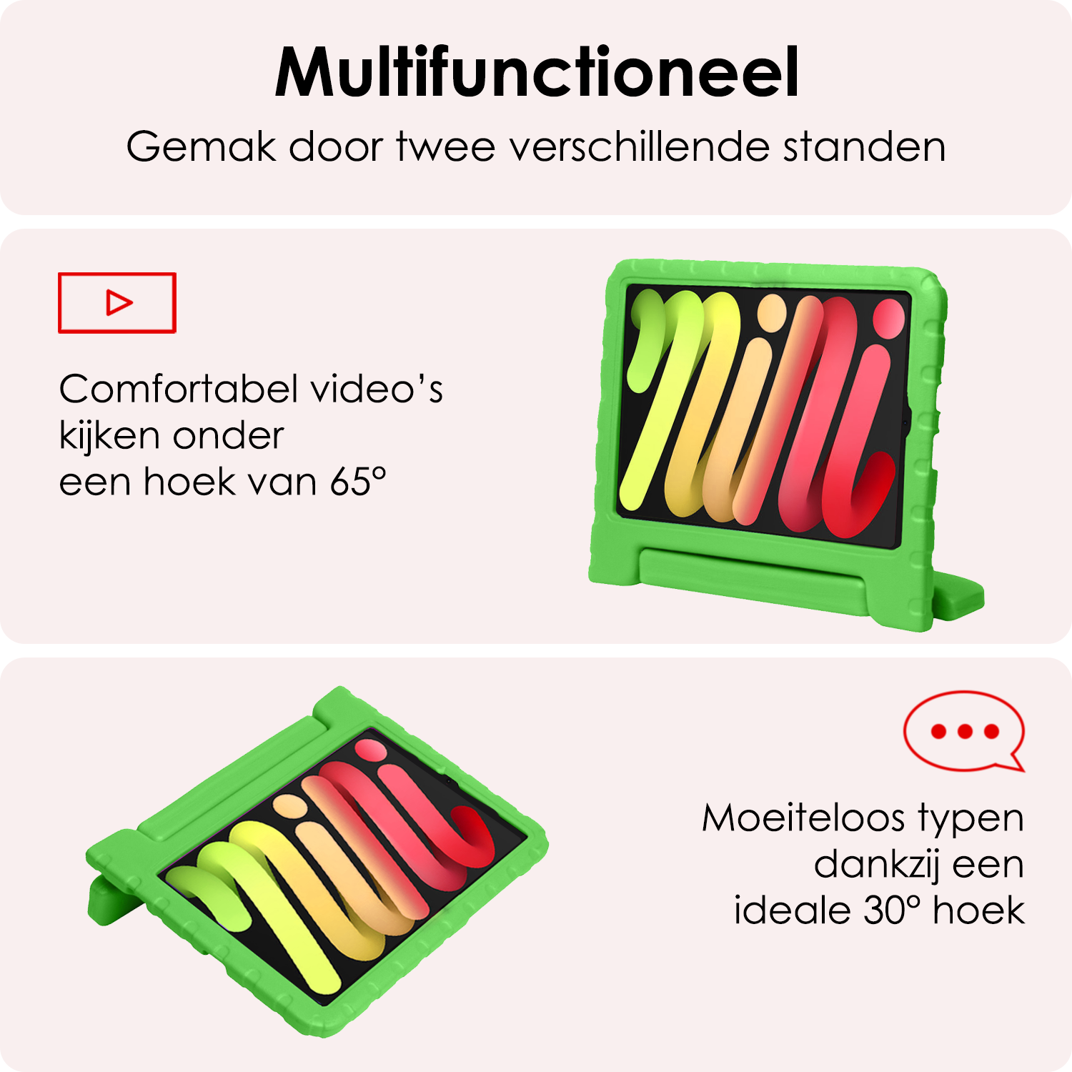 NoXx NoXx iPad Mini 7 Kinderhoes Met 2x Screenprotector - Groen