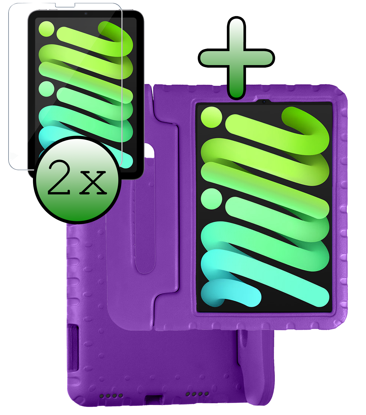 BASEY. BASEY. iPad Mini 7 Kinderhoes Met 2x Screenprotector - Paars