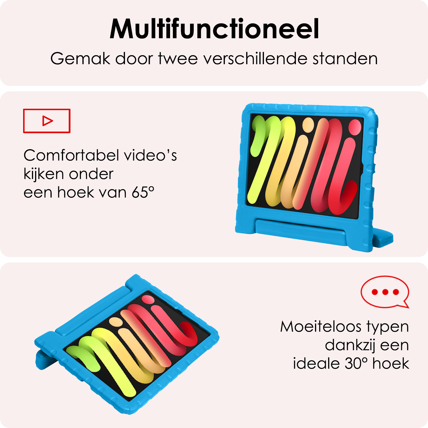 NoXx NoXx iPad Mini 7 Kinderhoes Met 2x Screenprotector - Blauw