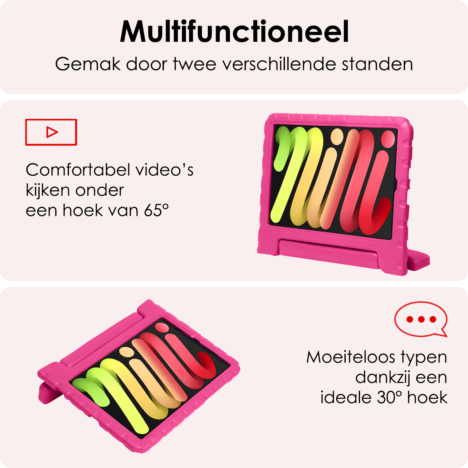 NoXx NoXx iPad Mini 7 Kinderhoes Met 2x Screenprotector - Roze