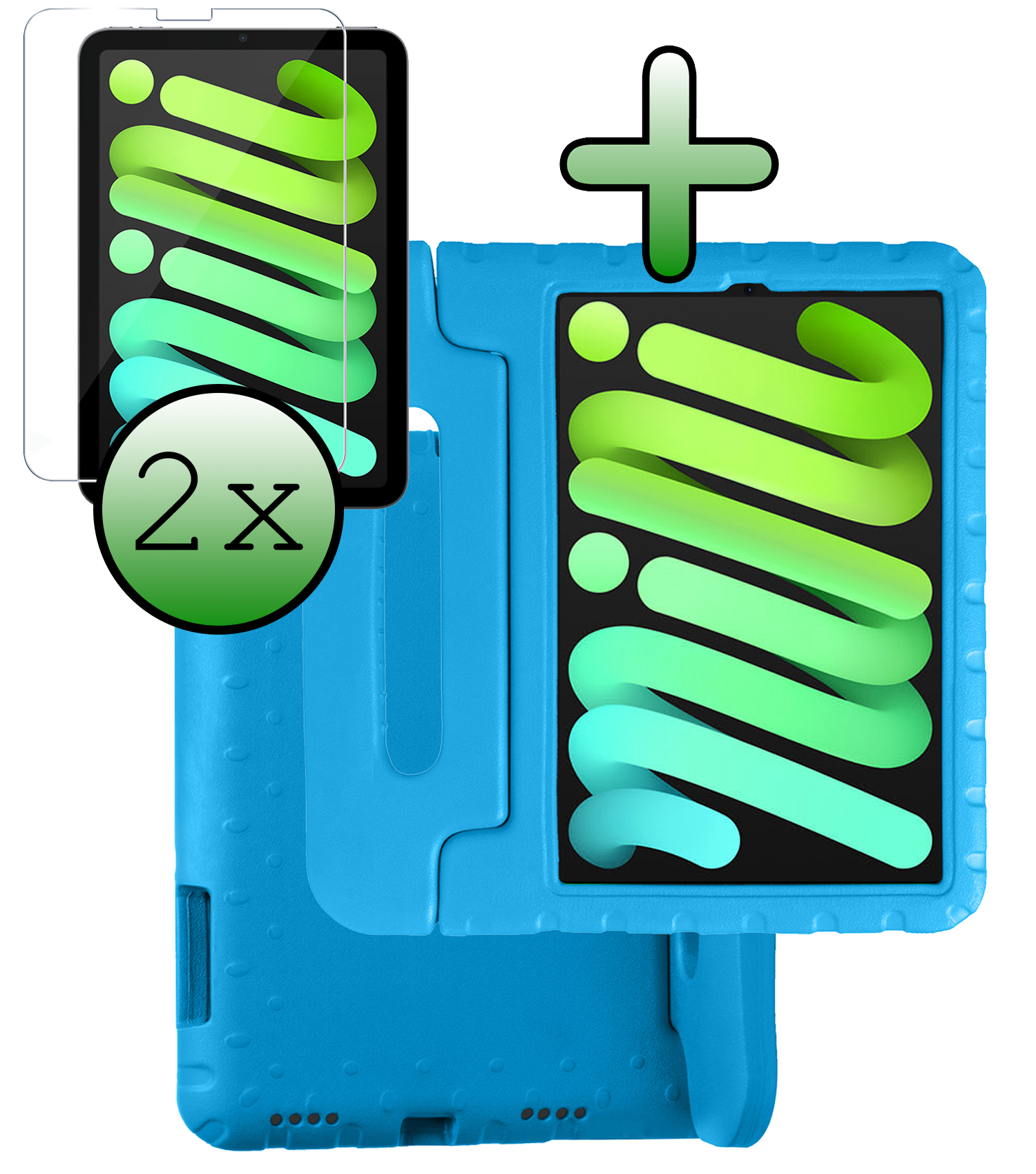 BASEY. BASEY. iPad Mini 7 Kinderhoes Met 2x Screenprotector - Blauw