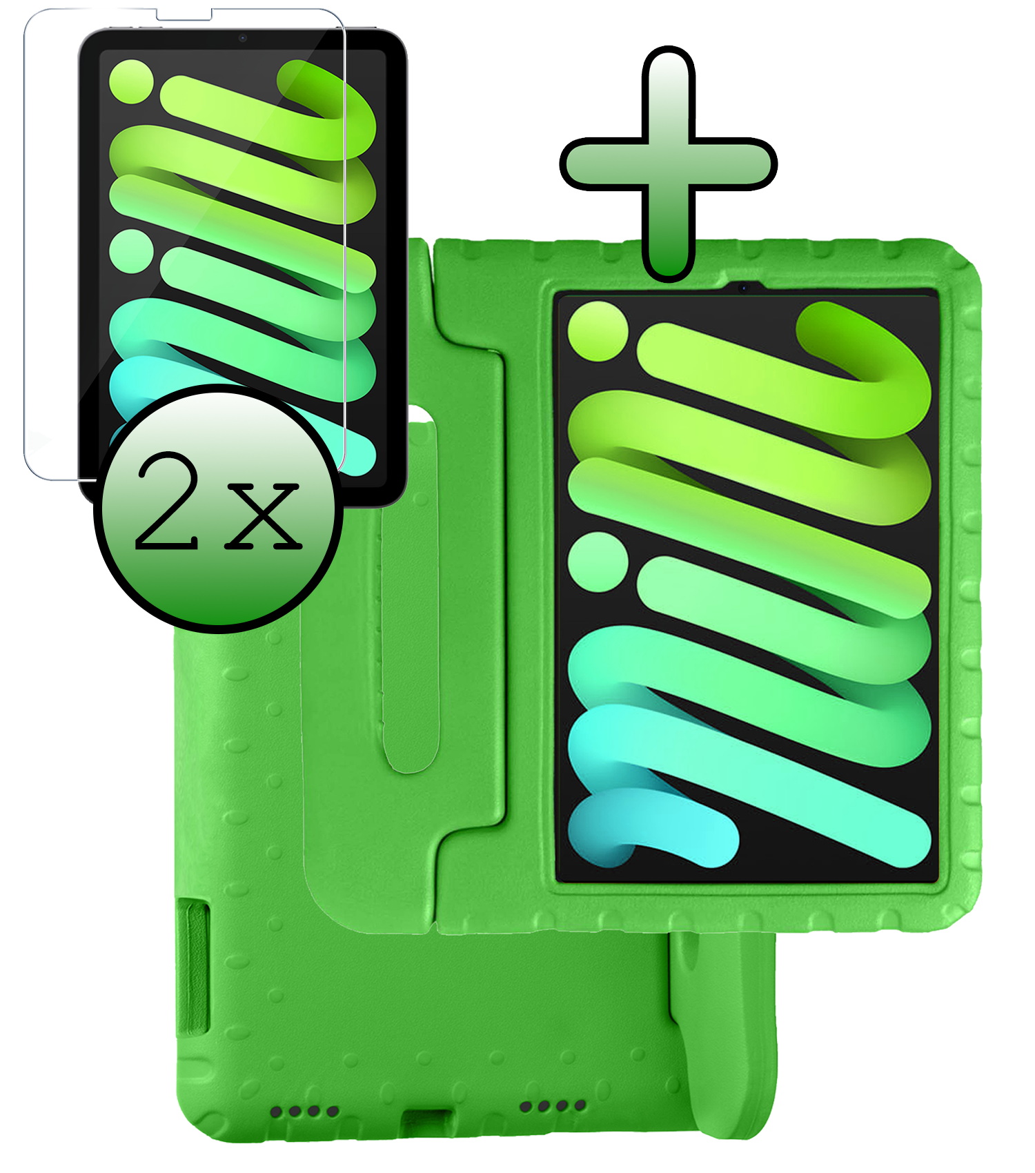 BASEY. BASEY. iPad Mini 7 Kinderhoes Met 2x Screenprotector - Groen