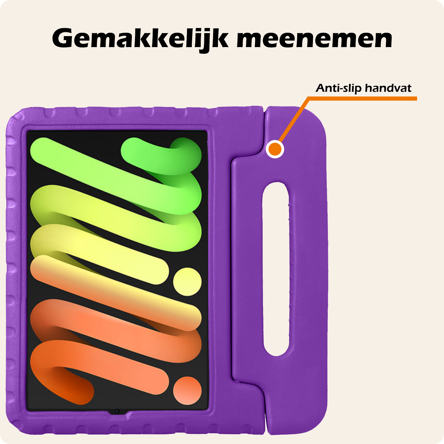 Nomfy Nomfy iPad Mini 7 Kinderhoes Met Screenprotector - Paars