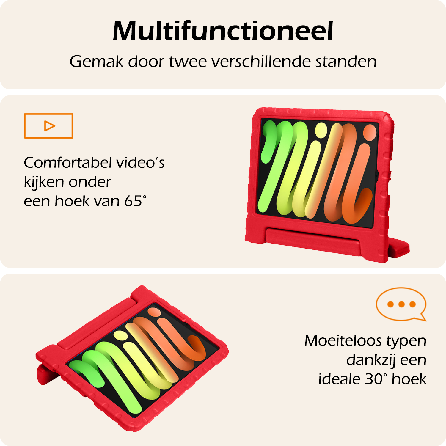 Nomfy Nomfy iPad Mini 7 Kinderhoes Met Screenprotector - Rood