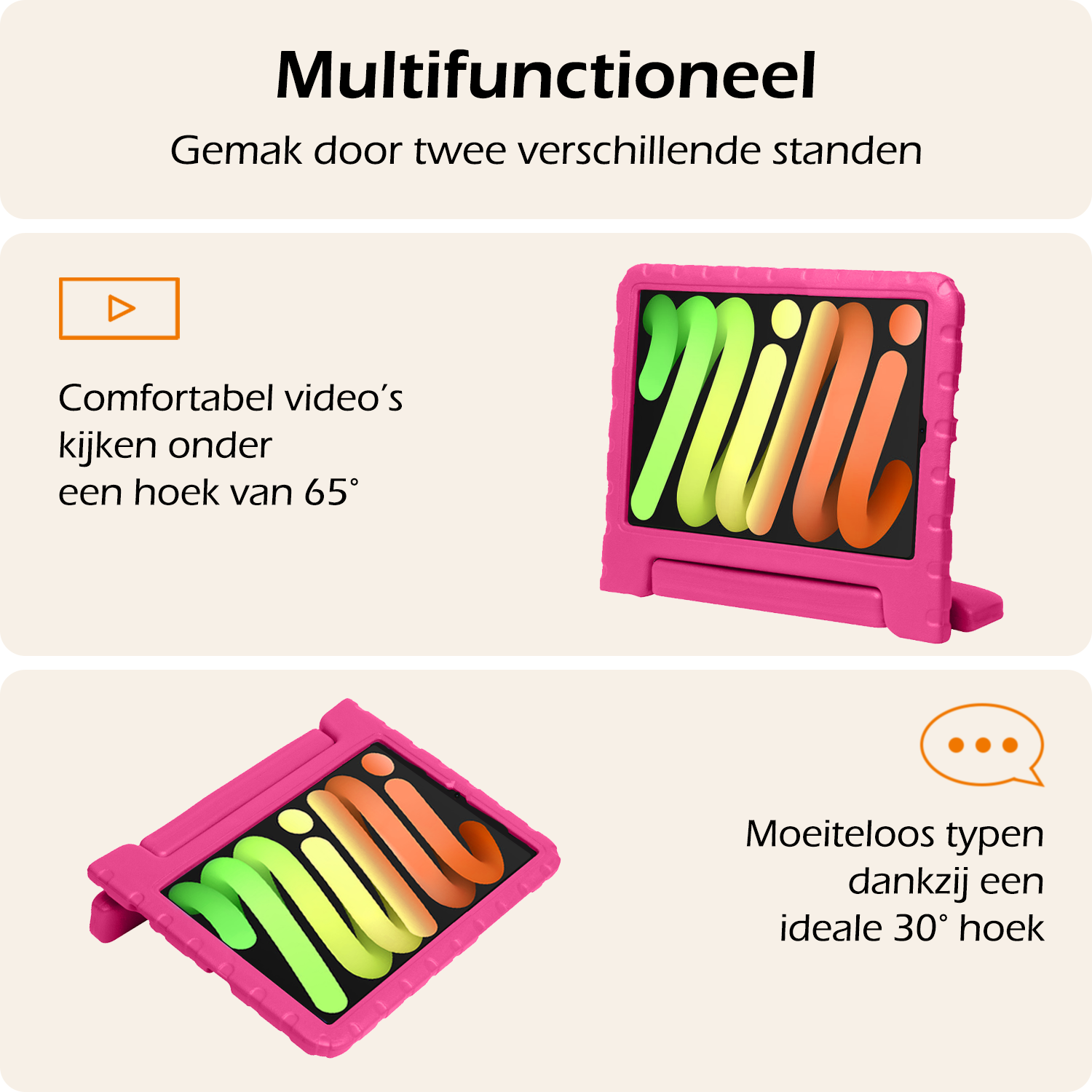 Nomfy Nomfy iPad Mini 7 Kinderhoes Met Screenprotector - Roze