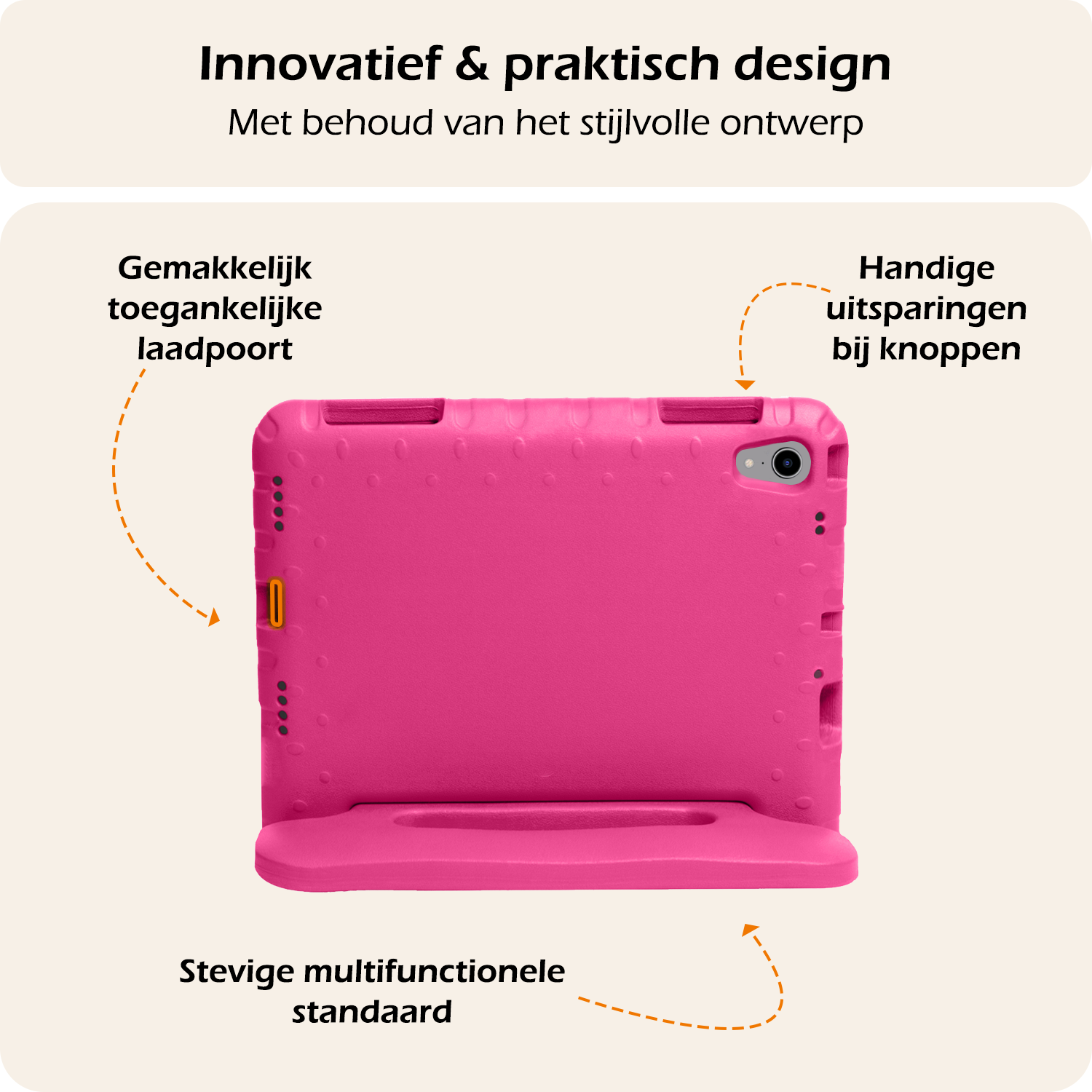 Nomfy Nomfy iPad Mini 7 Kinderhoes Met Screenprotector - Roze