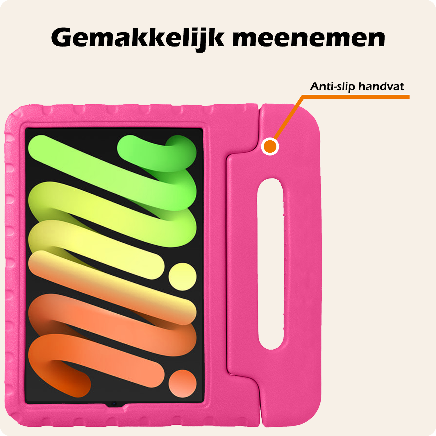 Nomfy Nomfy iPad Mini 7 Kinderhoes Met Screenprotector - Roze