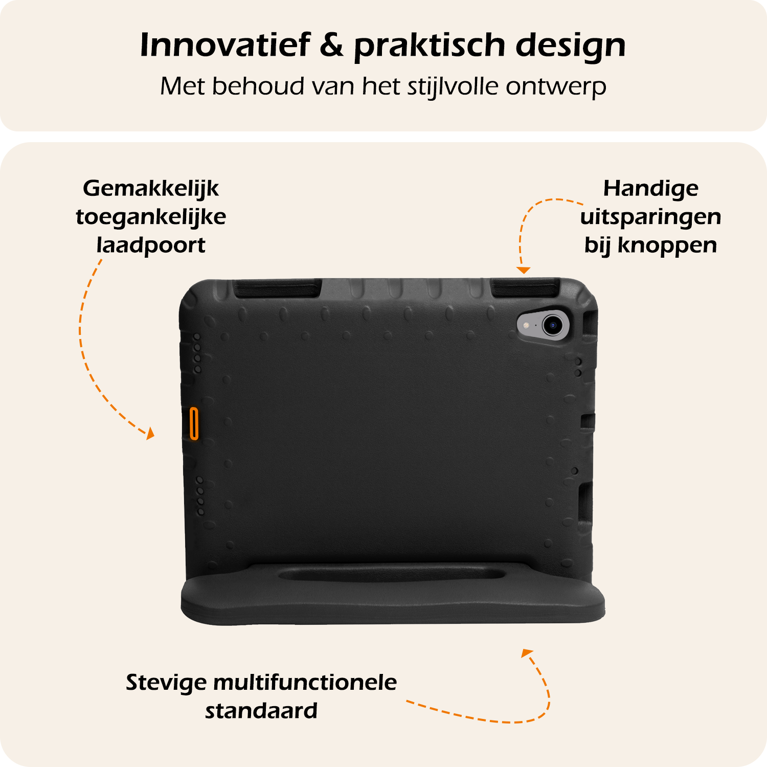 Nomfy Nomfy iPad Mini 7 Kinderhoes Met Screenprotector - Zwart