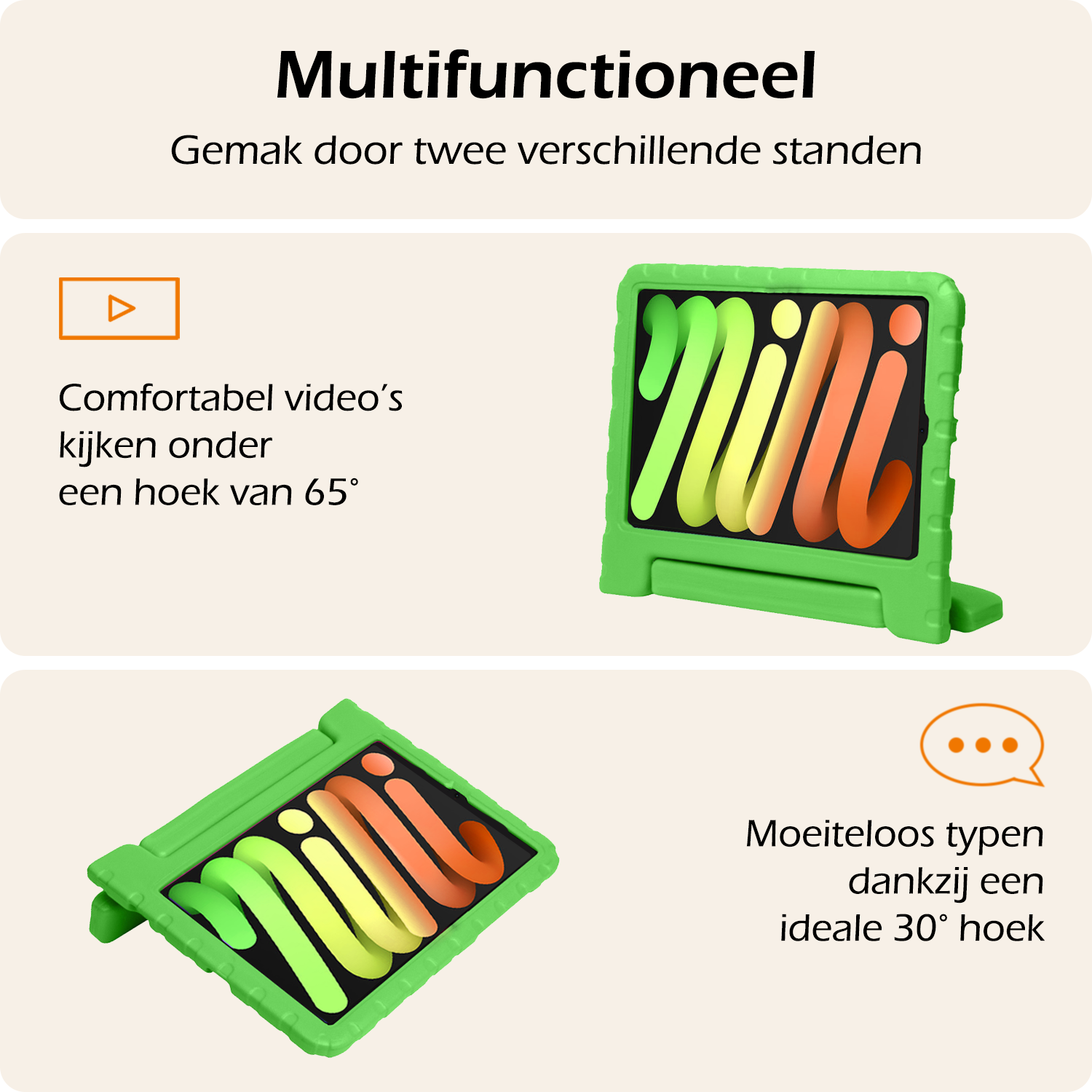 Nomfy Nomfy iPad Mini 7 Kinderhoes Met 2x Screenprotector - Groen