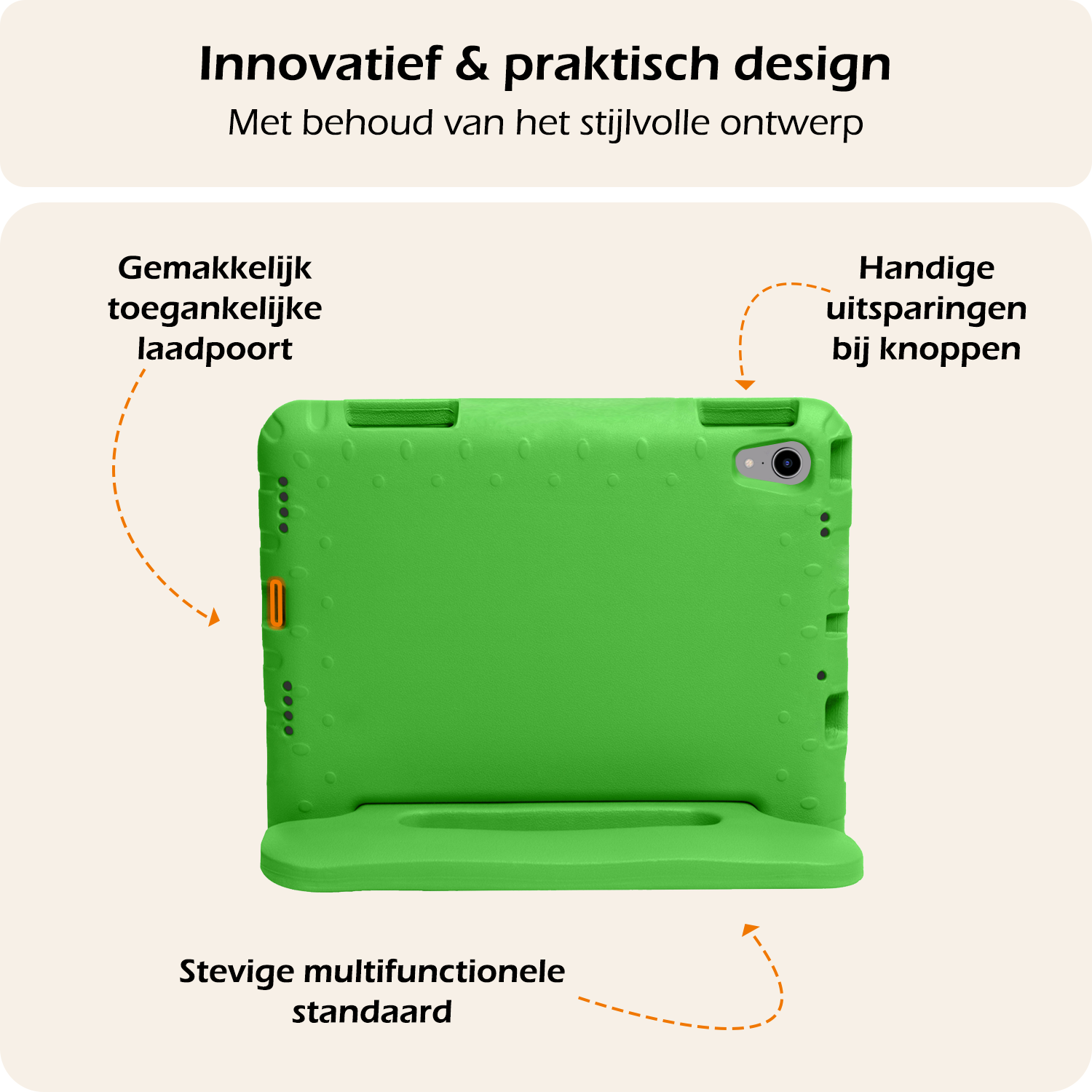 Nomfy Nomfy iPad Mini 7 Kinderhoes Met 2x Screenprotector - Groen