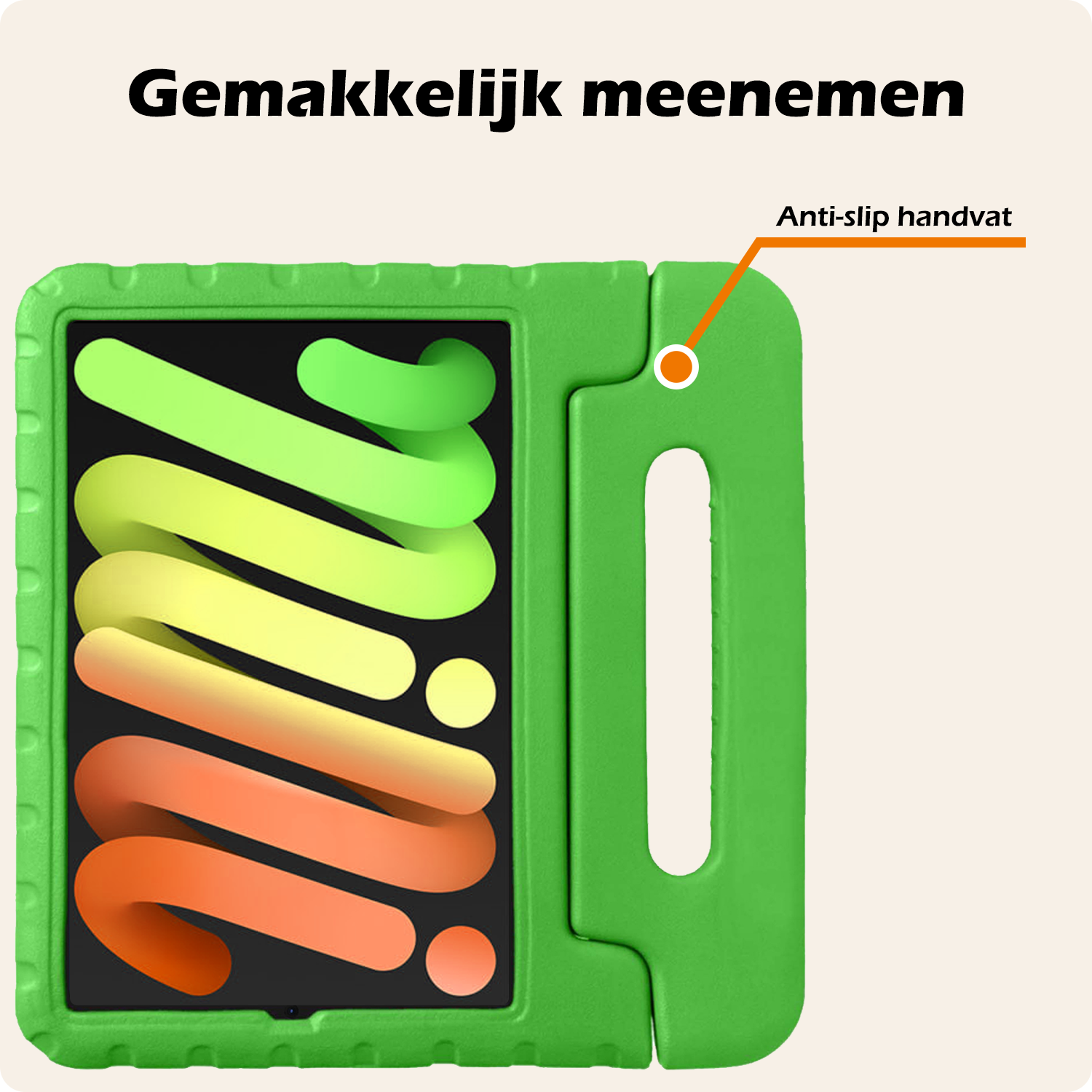 Nomfy Nomfy iPad Mini 7 Kinderhoes Met 2x Screenprotector - Groen