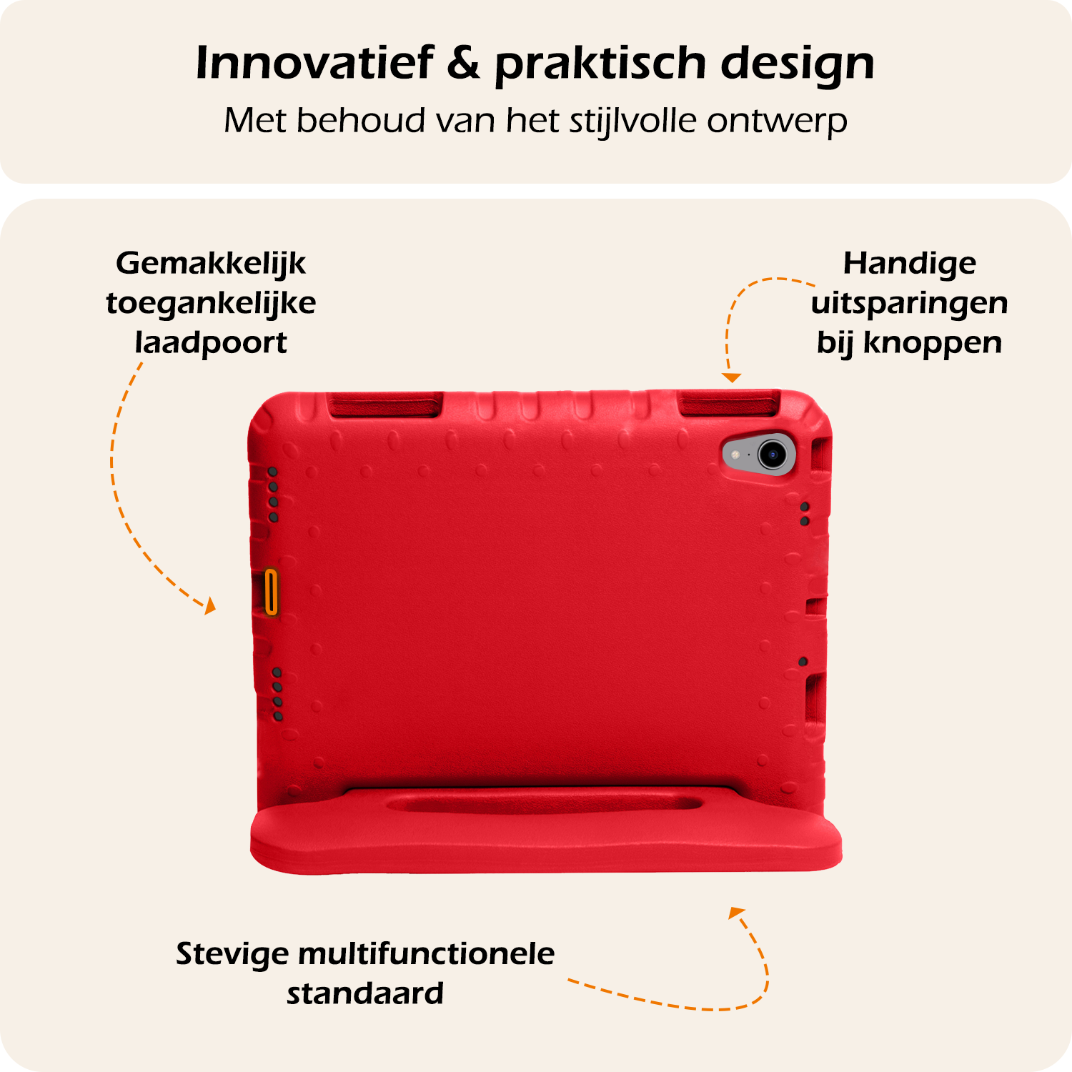 Nomfy Nomfy iPad Mini 7 Kinderhoes Met 2x Screenprotector - Rood