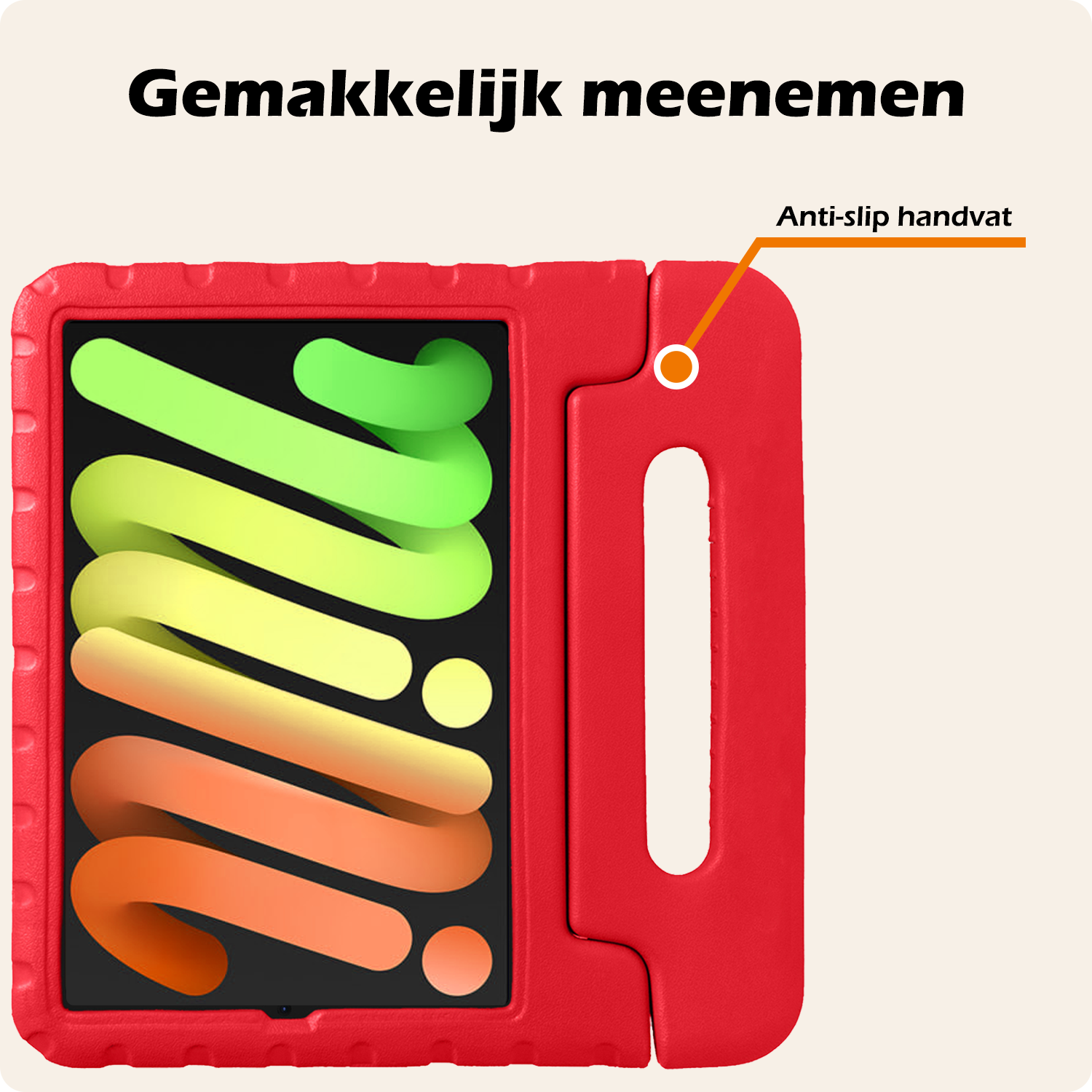 Nomfy Nomfy iPad Mini 7 Kinderhoes Met 2x Screenprotector - Rood