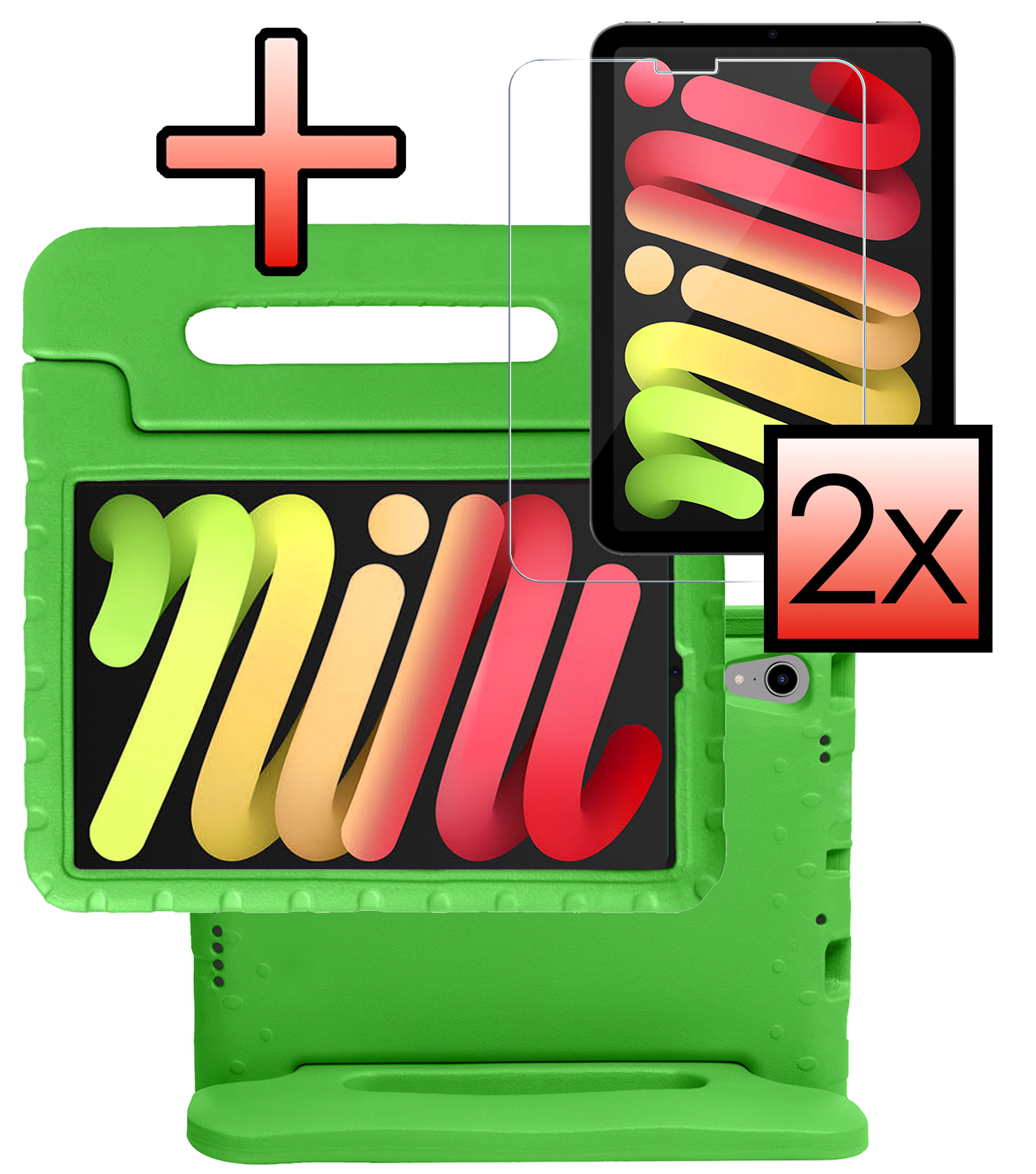 NoXx NoXx iPad Mini 7 Kinderhoes Met 2x Screenprotector - Groen
