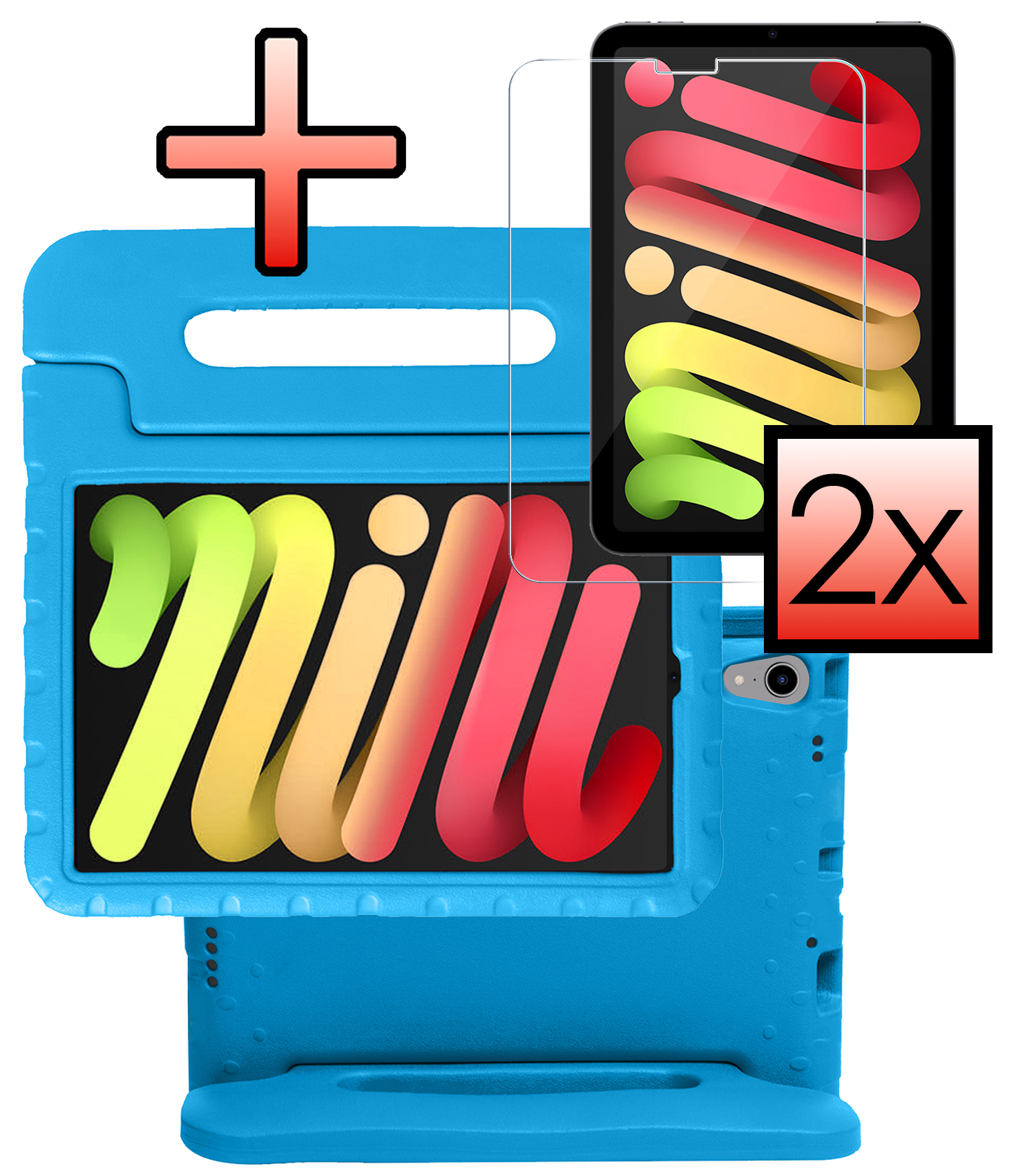 NoXx NoXx iPad Mini 7 Kinderhoes Met 2x Screenprotector - Blauw