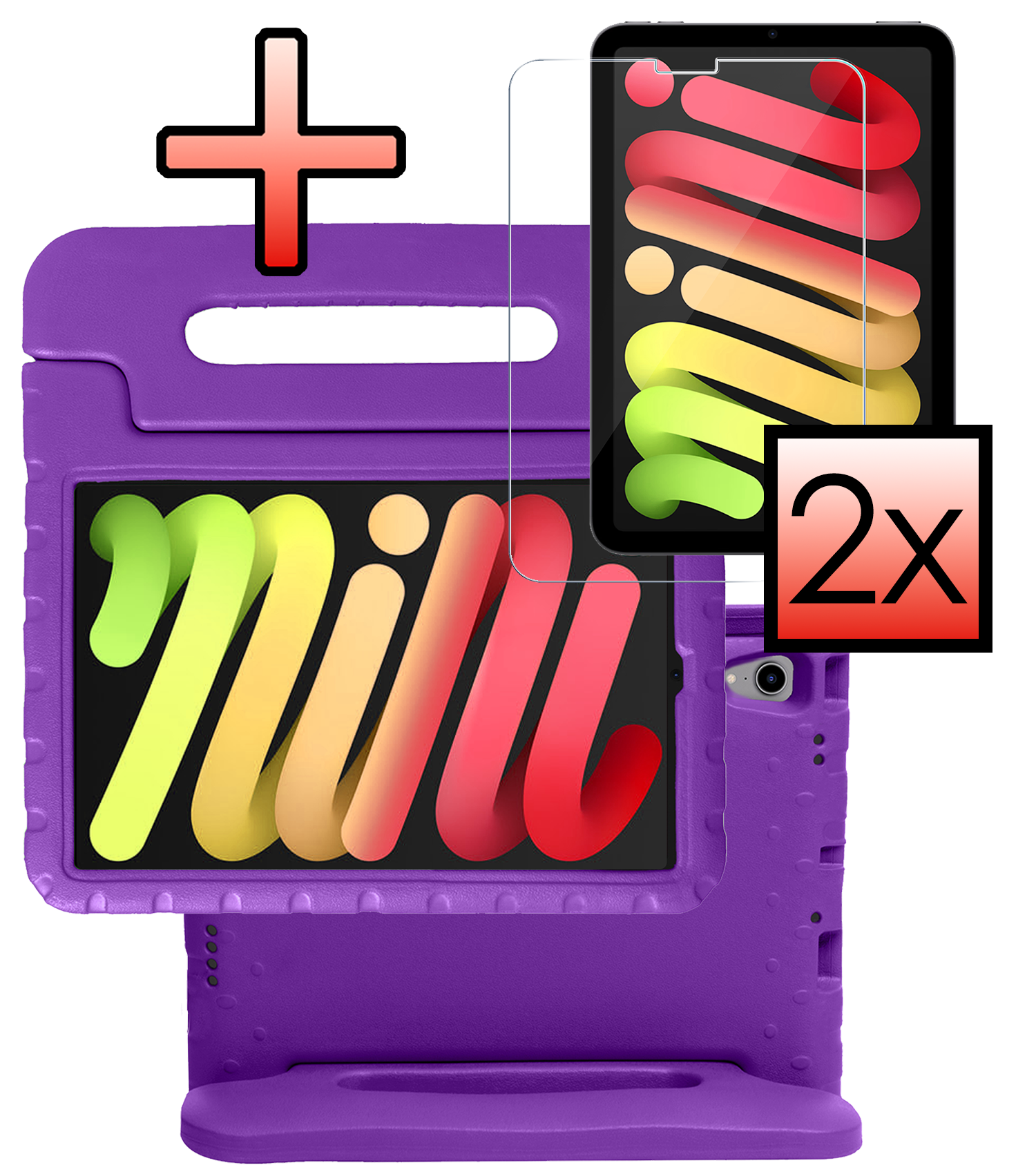 NoXx NoXx iPad Mini 7 Kinderhoes Met 2x Screenprotector - Paars
