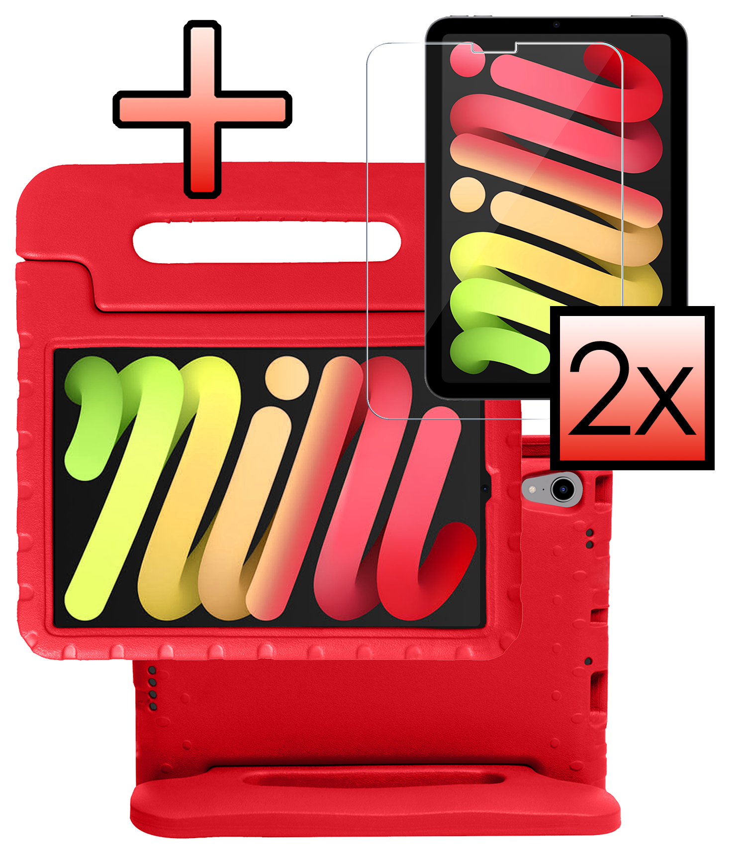 NoXx NoXx iPad Mini 7 Kinderhoes Met 2x Screenprotector - Rood