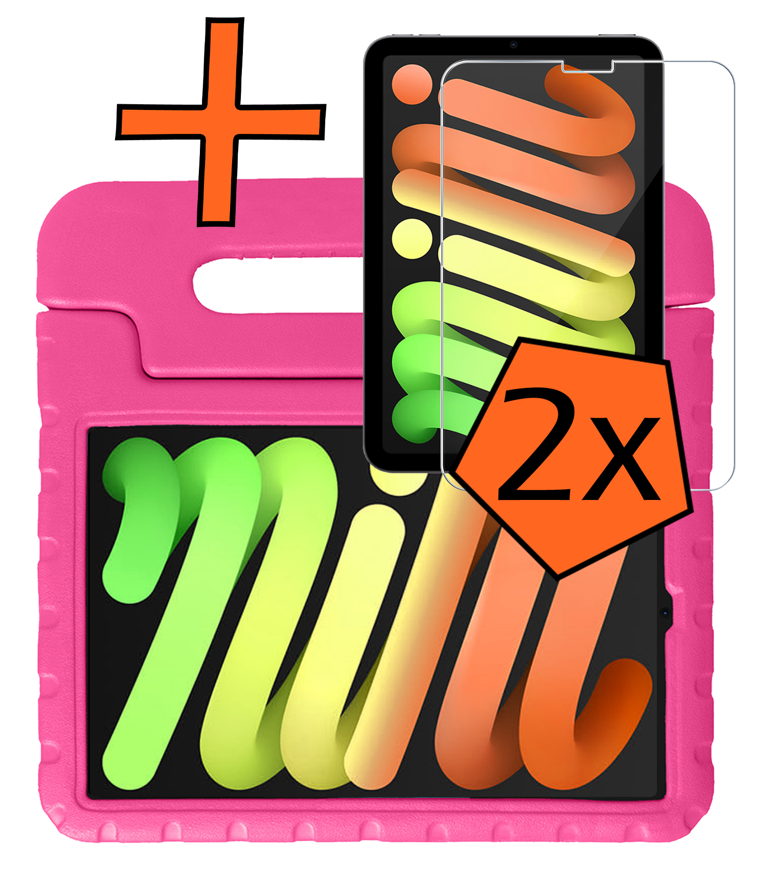 Nomfy Nomfy iPad Mini 7 Kinderhoes Met 2x Screenprotector - Roze