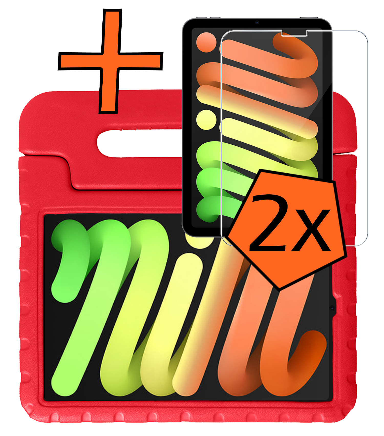 Nomfy Nomfy iPad Mini 7 Kinderhoes Met 2x Screenprotector - Rood