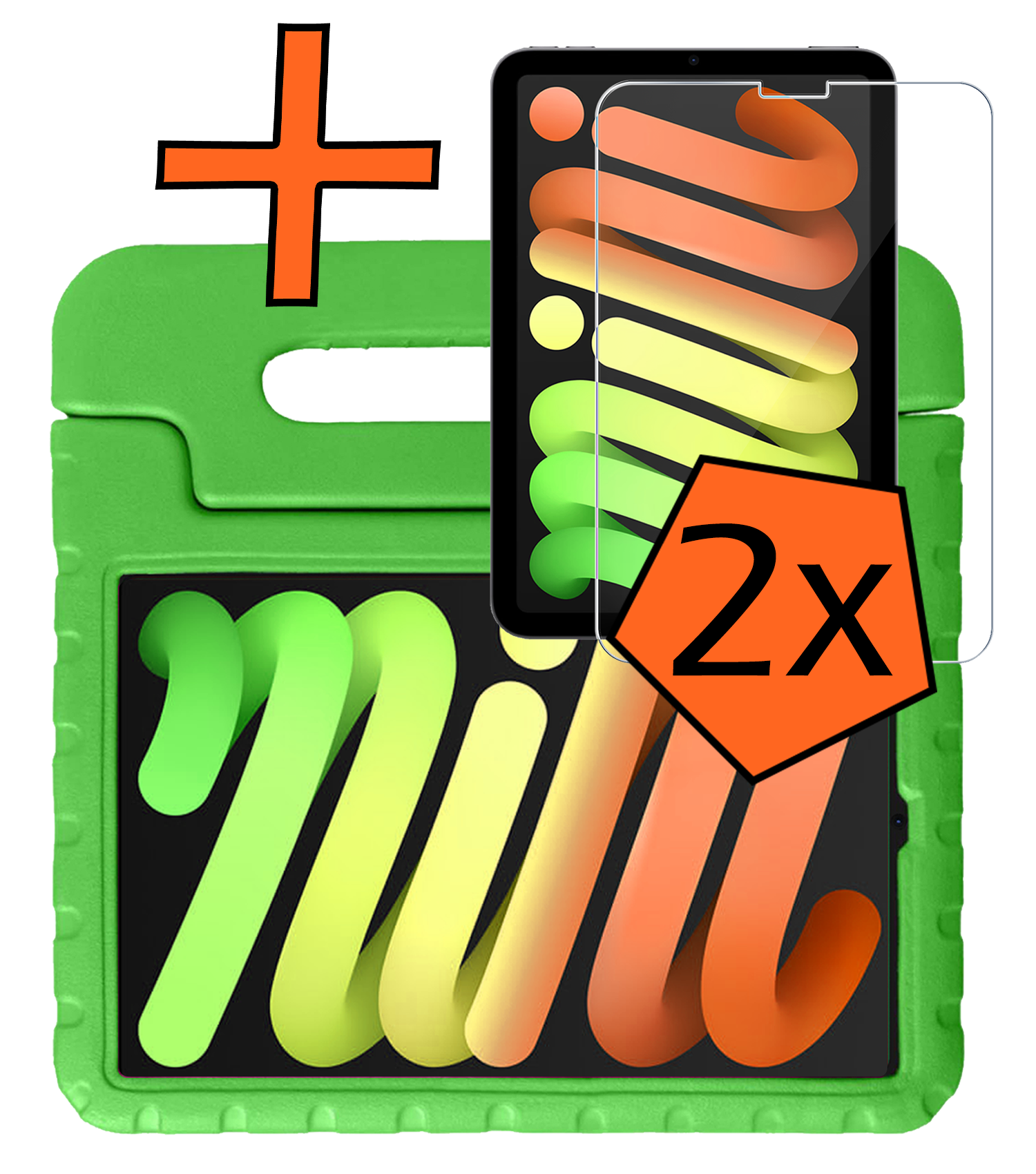Nomfy Nomfy iPad Mini 7 Kinderhoes Met 2x Screenprotector - Groen