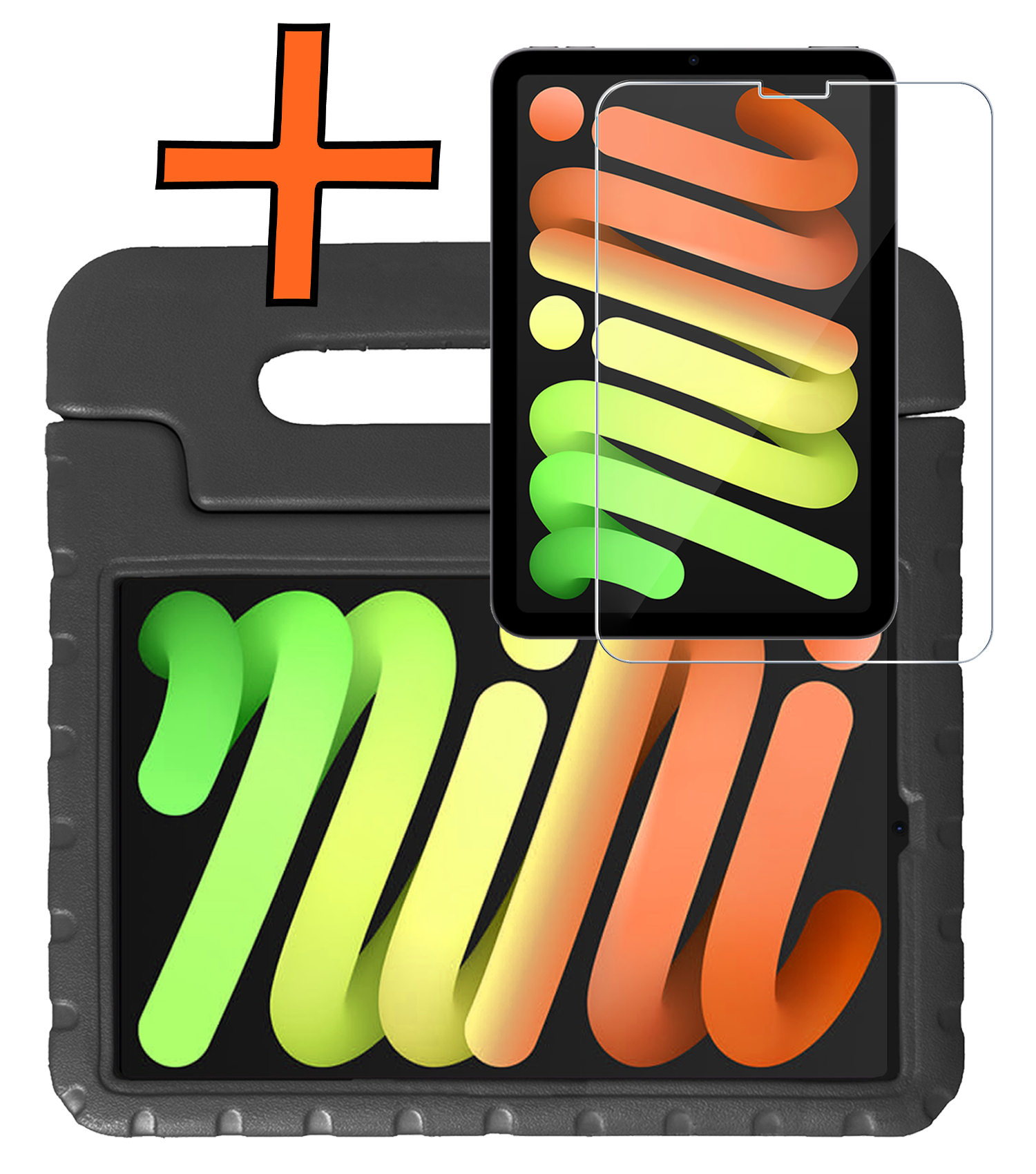 Nomfy Nomfy iPad Mini 7 Kinderhoes Met Screenprotector - Zwart