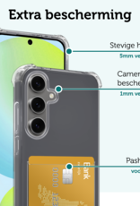 Forterra Hoesje Geschikt voor Samsung S24 FE Pashouder Case Siliconen Hoes Met Screenprotector - Hoes Geschikt voor Samsung Galaxy S24 FE Hoesje Back Cover Met Pasjeshouder - Transparant