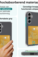 Forterra Hoesje Geschikt voor Samsung S24 FE Pashouder Case Siliconen Hoes Met Screenprotector - Hoes Geschikt voor Samsung Galaxy S24 FE Hoesje Back Cover Met Pasjeshouder - Transparant