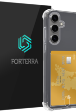 Forterra Hoesje Geschikt voor Samsung S24 FE Pashouder Case Siliconen Hoes - Hoes Geschikt voor Samsung Galaxy S24 FE Hoesje Back Cover Met Pasjeshouder - Transparant