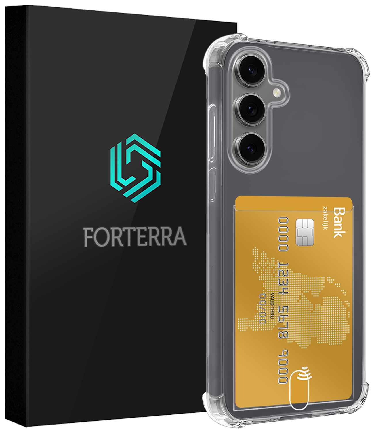 Forterra Hoesje Geschikt voor Samsung S24 FE Pashouder Case Siliconen Hoes - Hoes Geschikt voor Samsung Galaxy S24 FE Hoesje Back Cover Met Pasjeshouder - Transparant