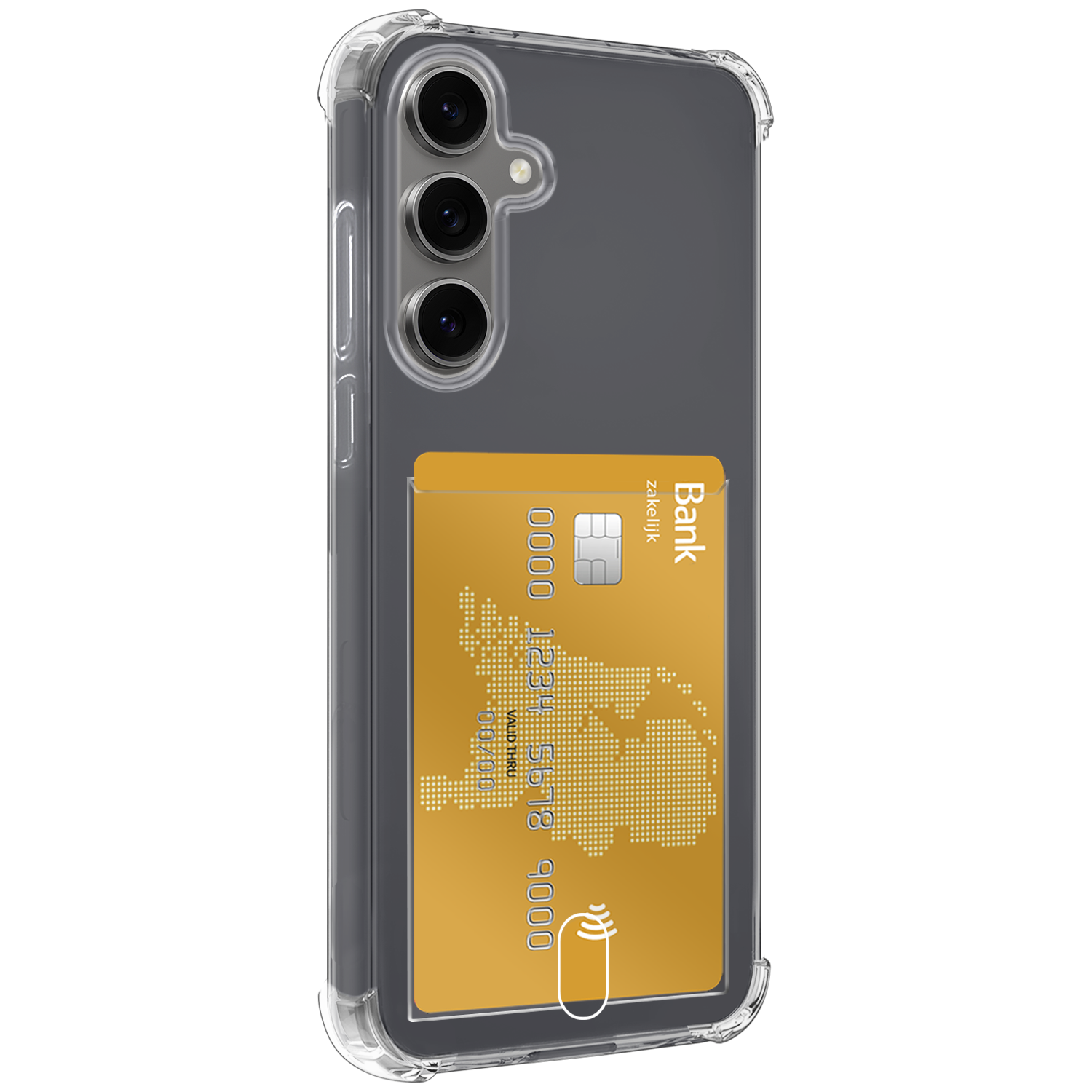 Forterra Hoesje Geschikt voor Samsung S24 FE Pashouder Case Siliconen Hoes - Hoes Geschikt voor Samsung Galaxy S24 FE Hoesje Back Cover Met Pasjeshouder - Transparant