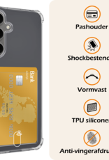 Nomfy Hoesje Geschikt voor Samsung S24 FE Hoesje Pasjeshouder Shockproof Pas Houder Met Screenprotector - Hoesje Geschikt voor Samsung Galaxy S24 FE Hoes Met Kaarthouder - Transparant